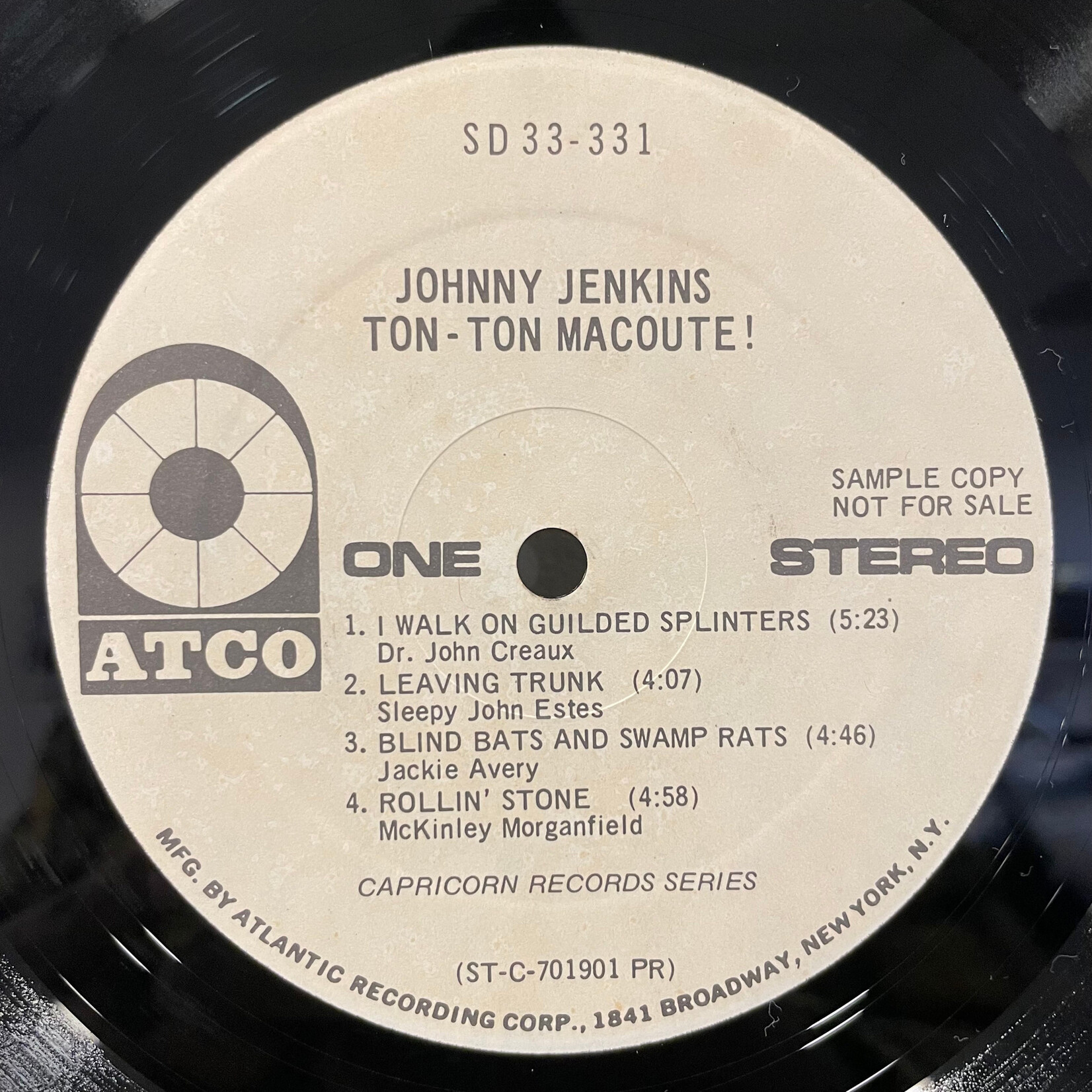 [Kollectible Vinyl] Jenkins, Johnny: Ton-Ton Macoute! (1970,  USA, White Label Promo, VG+) [ATCO]