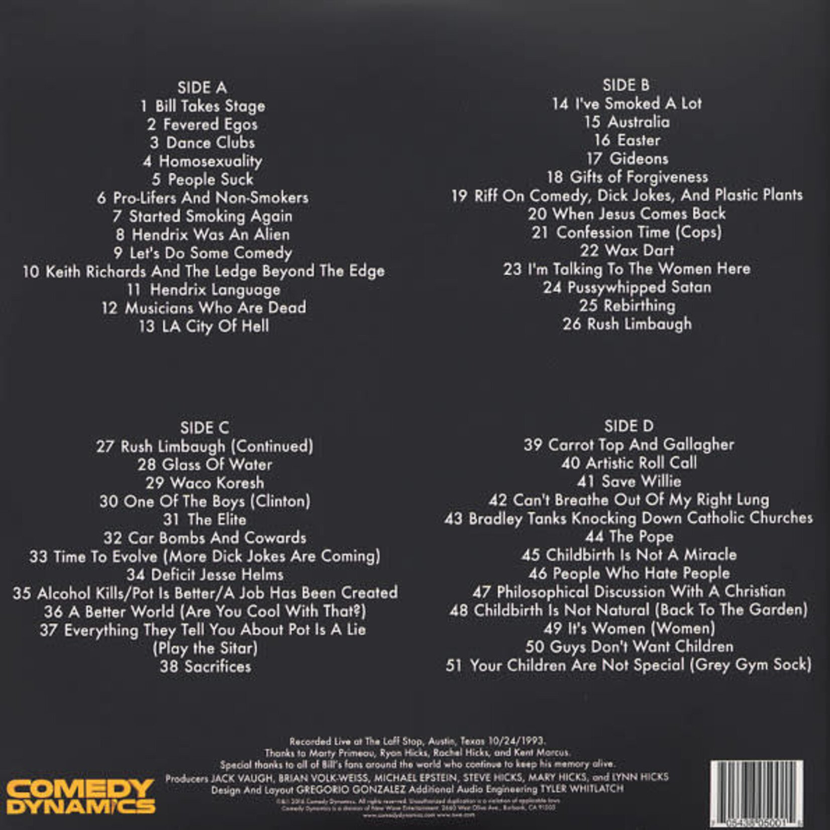 [Kollectible Vinyl] Hicks, Bill: Rant In E-Minor: Variations (2016, USA, Ex) [COMEDY DYNAMICS]