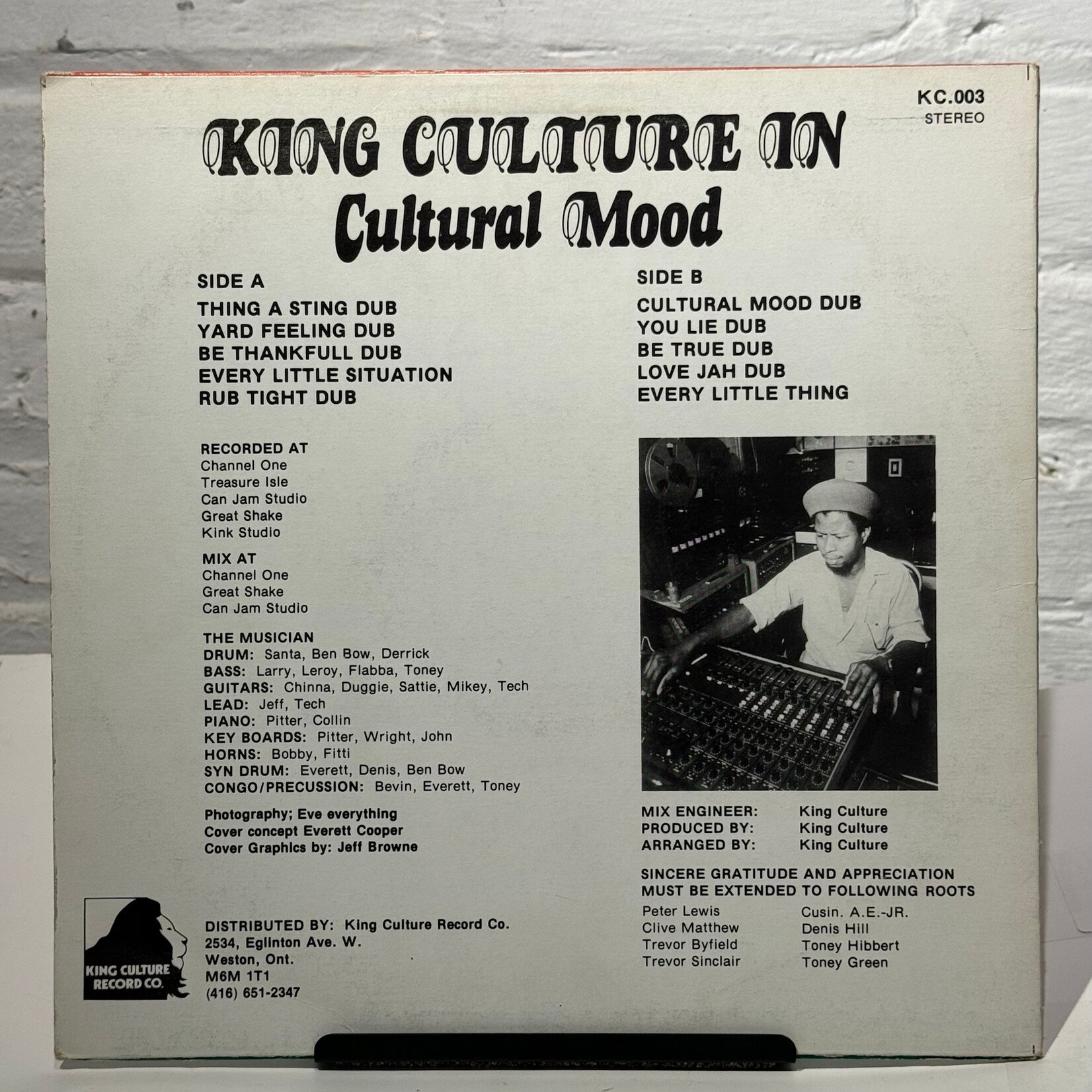 [Kollectible Vinyl] King Culture: King Culture In Cultural Mood (1981, Canada, Disc VG+) [KING CULTURE]