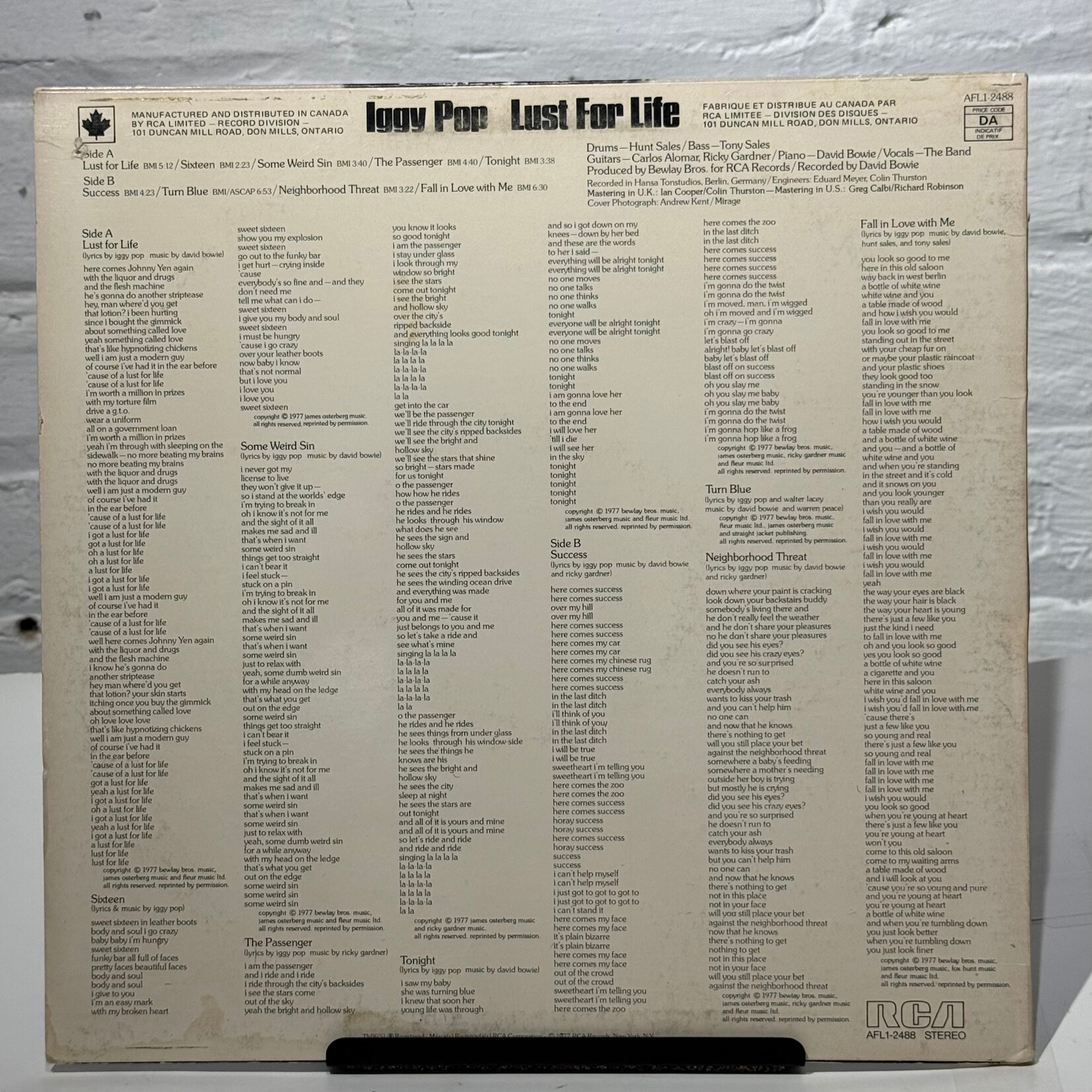 [Kollectible Vinyl] Pop, Iggy: Lust For Life (1977, Canada, VG+) [RCA VICTOR]