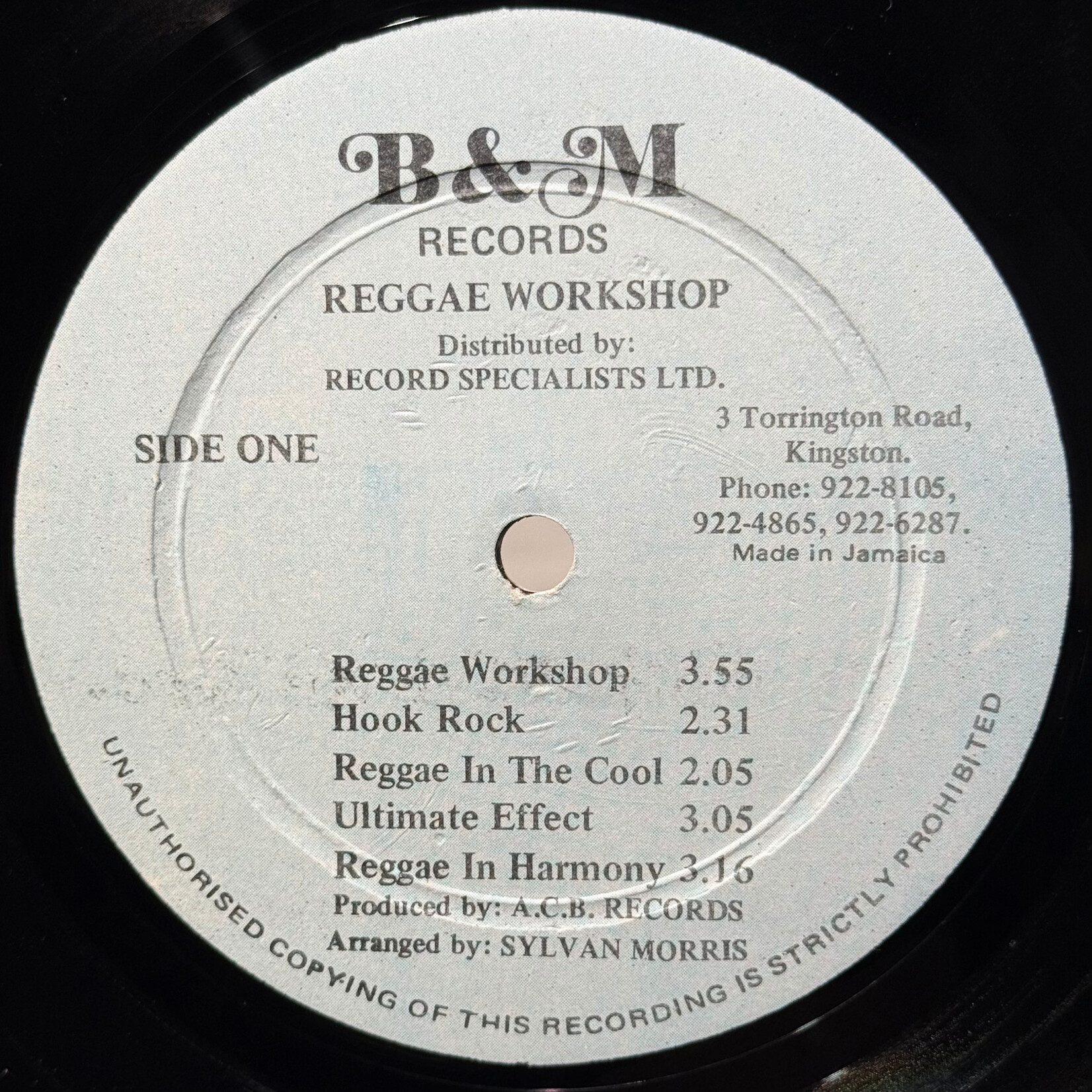 [Kollectible Vinyl] Morris, Sylvan: Reggae Workshop (1975, Jamaica, VG+) [B&M]