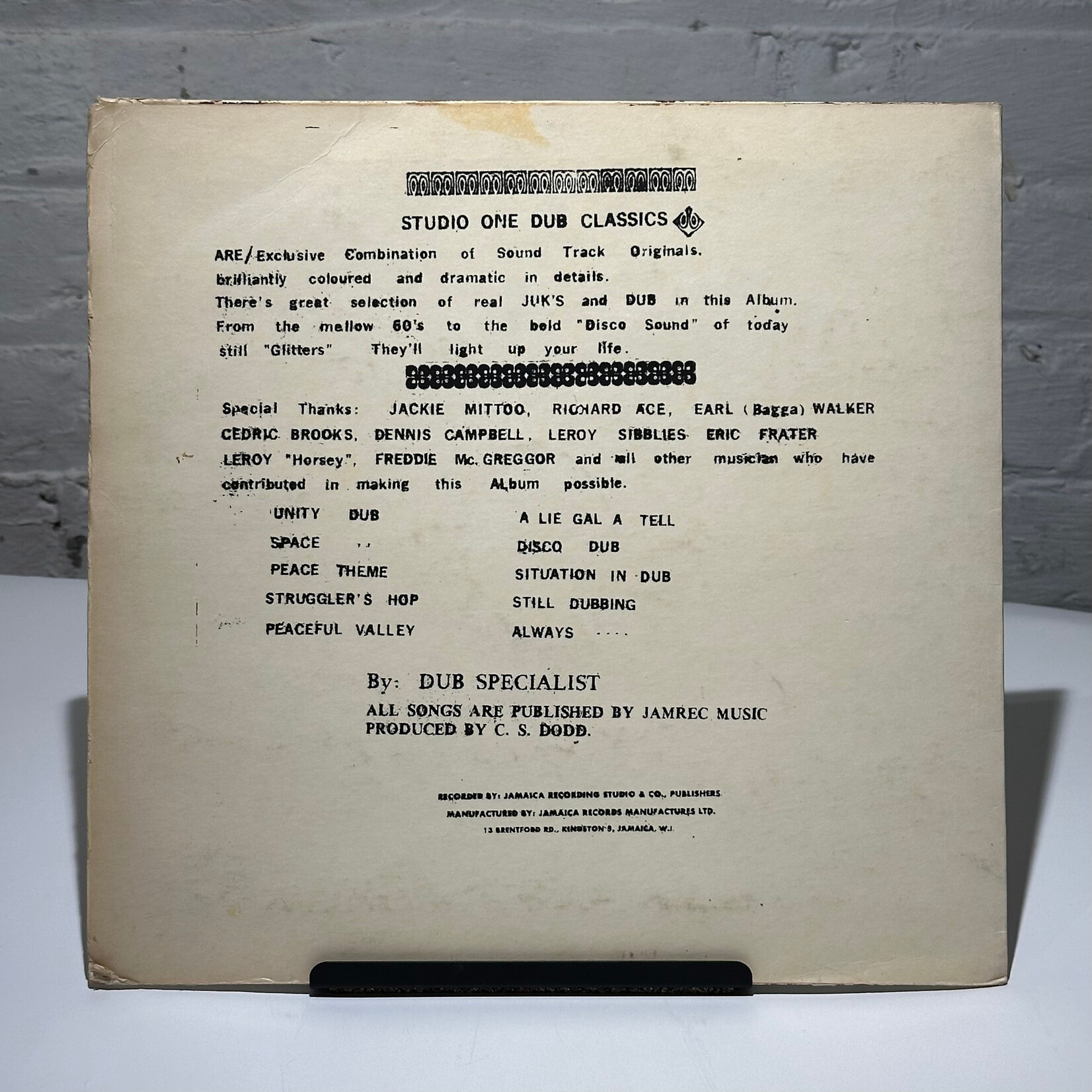 [Kollectible Vinyl] Dub Specialist: Juk's Incorporation Part Two (70's, Jamaica, Disc VG+) [STUDIO ONE]