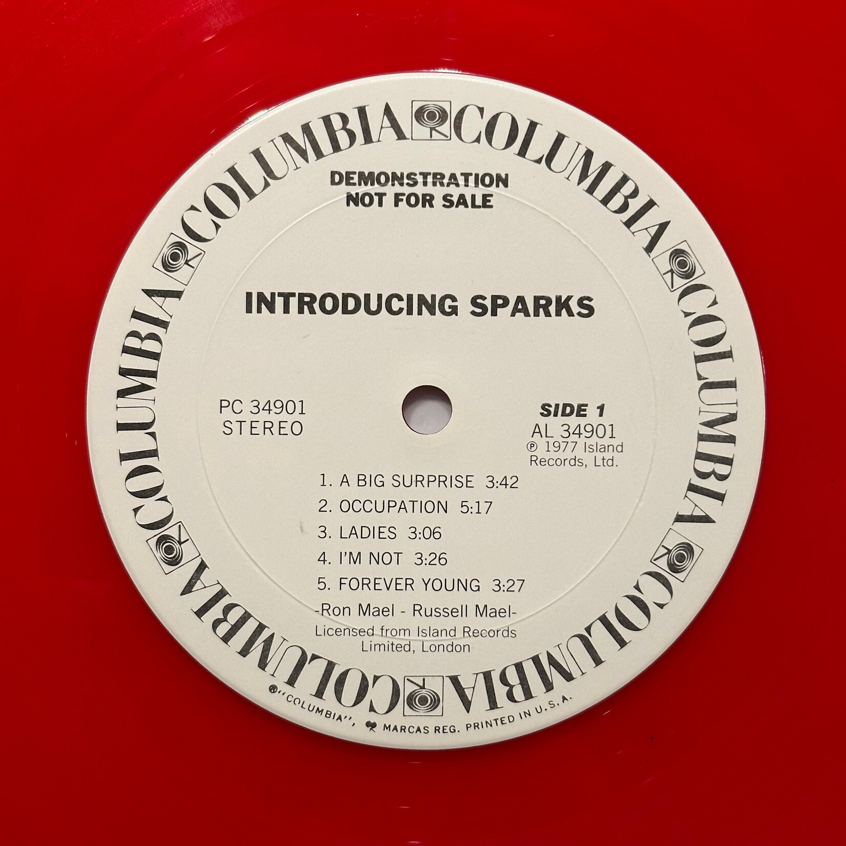 [Kollectible Vinyl] Sparks: Introducing Sparks (1977, USA, Promo Red Wax, VG+) [COLUMBIA]
