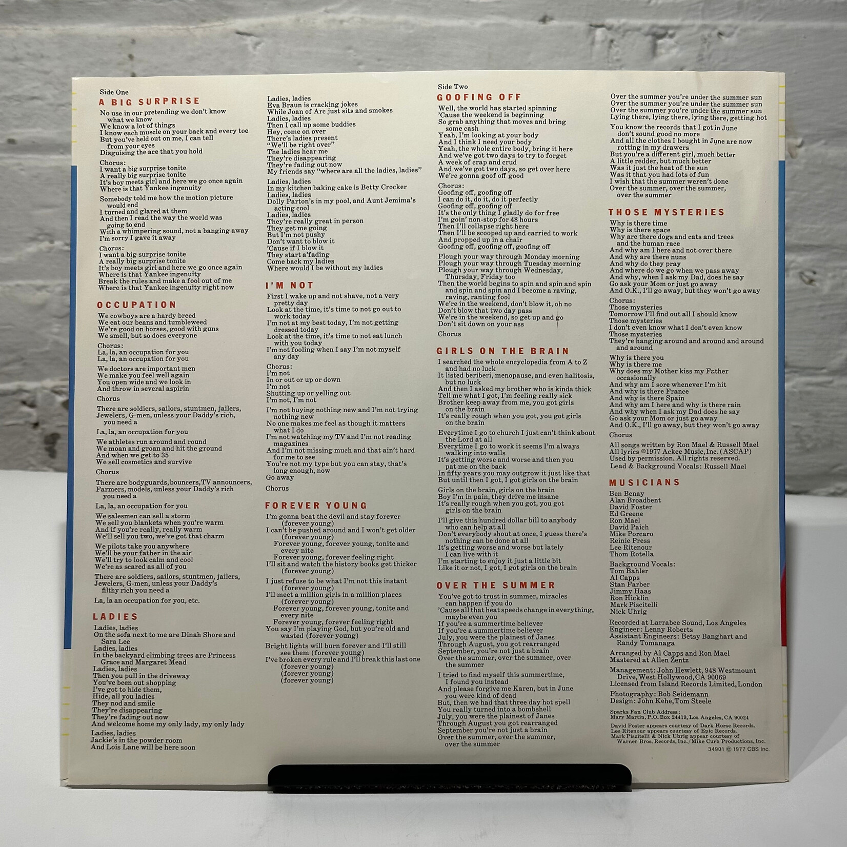 [Kollectible Vinyl] Sparks: Introducing Sparks (1977, USA, Promo Red Wax, VG+) [COLUMBIA]