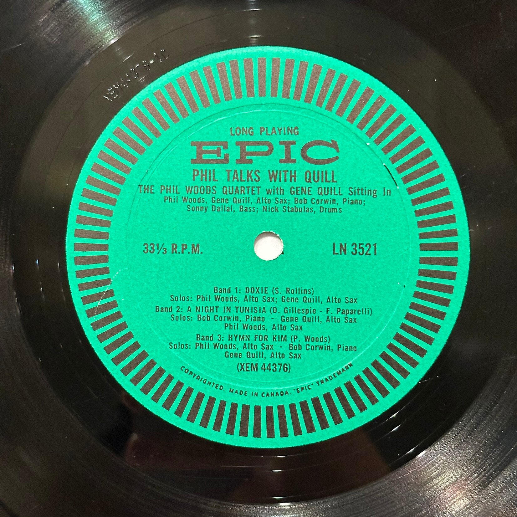 [Kollectible Vinyl] Woods, Phil Quartet With Gene Quill: Phil Talks With Quill (1959, Canada, Mono, VG) [EPIC]