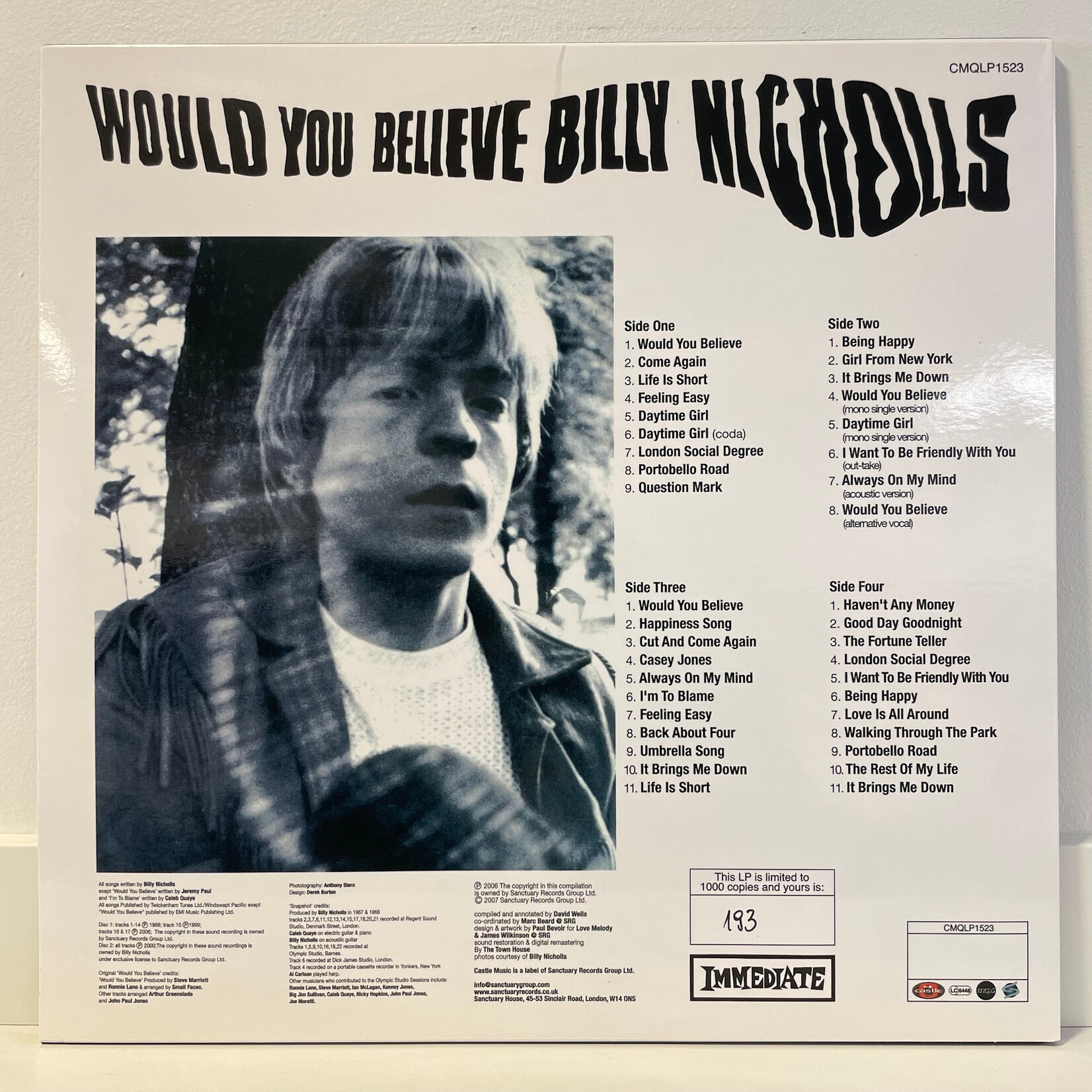 [Kollectible Vinyl] Nicholls, Billy: Would You Believe (2007, UK, Numbered, NM) [IMMEDIATE]