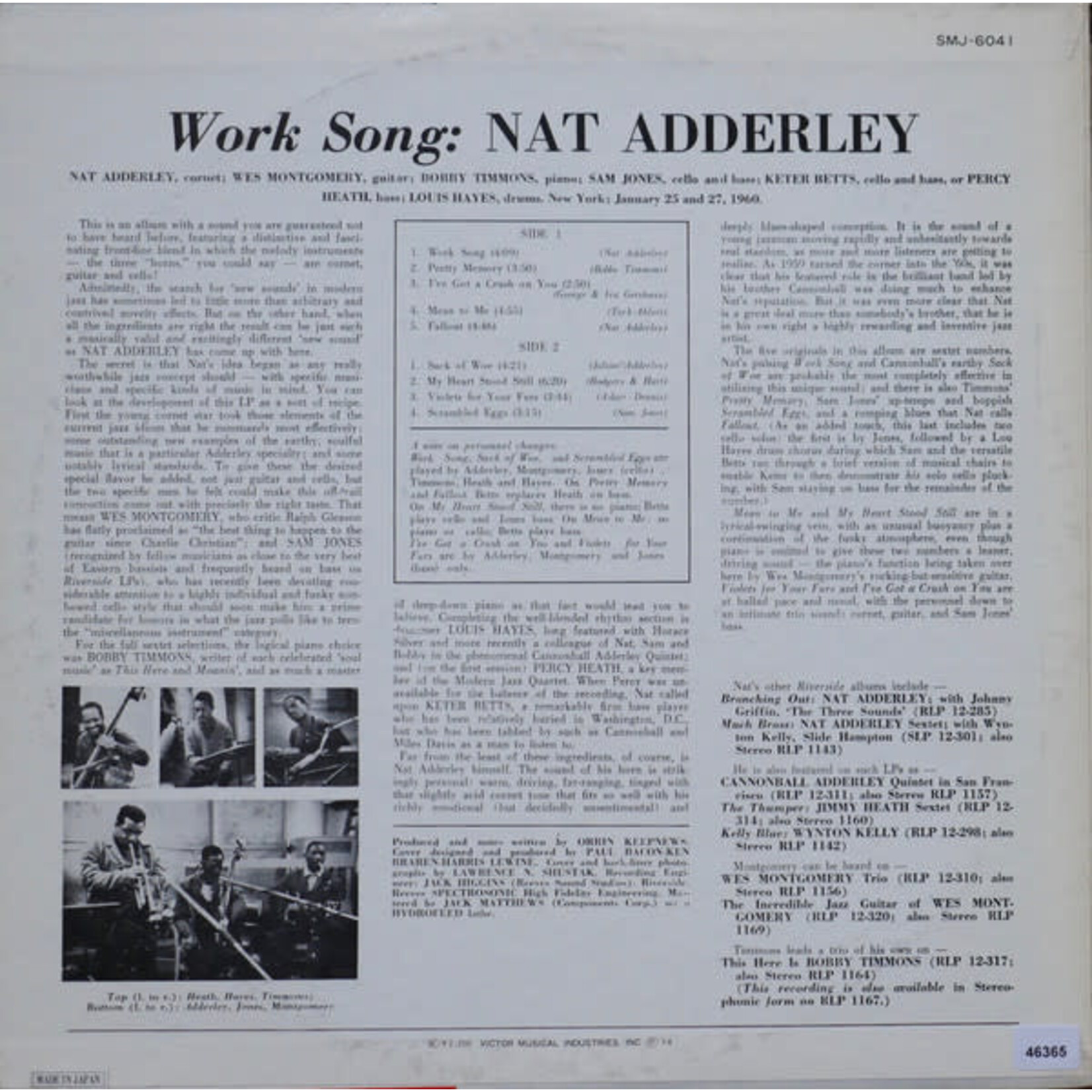[Japanese Vintage] Adderley, Nat: Work Song (no Obi) [JAPANESE VINTAGE]