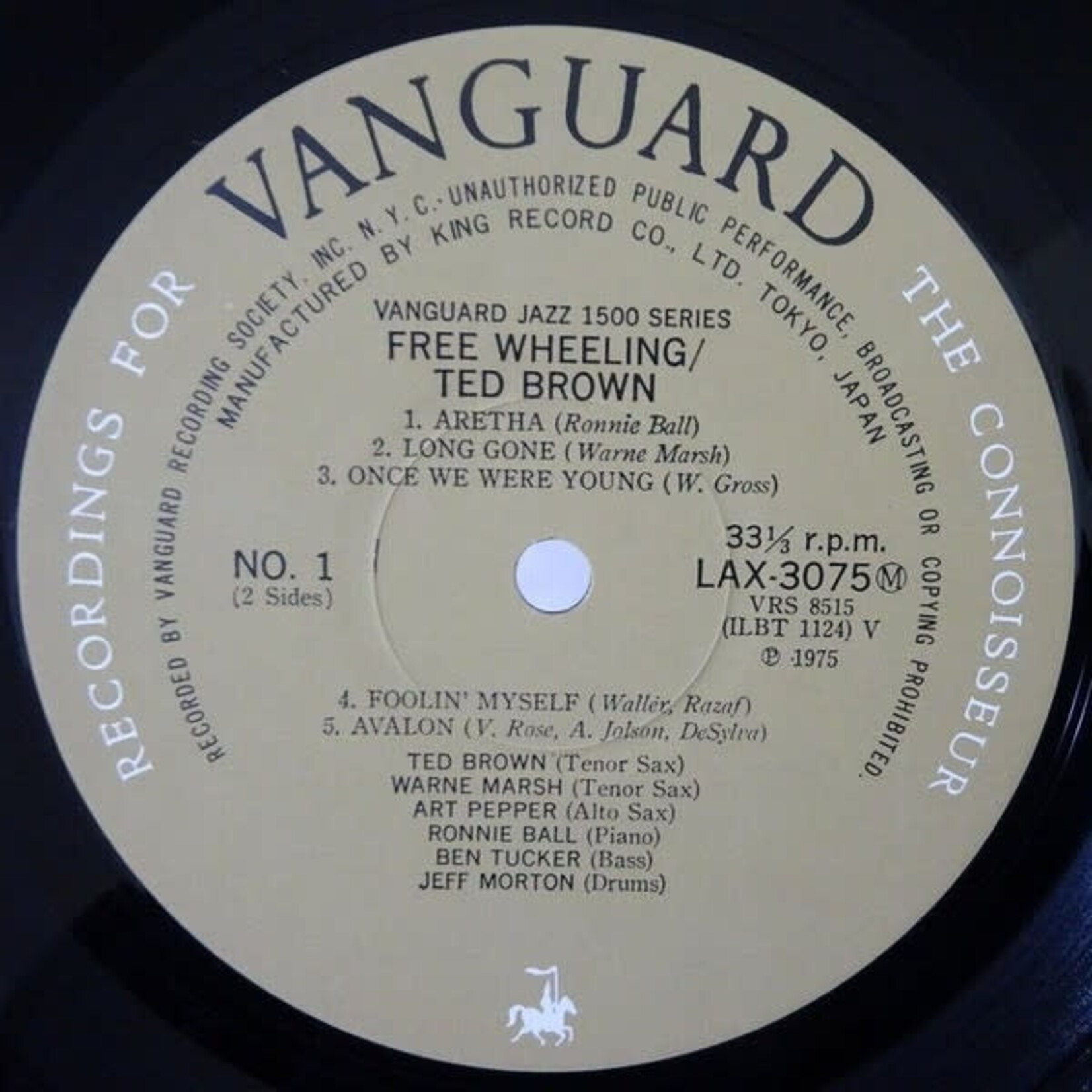 [Japanese Vintage] Ted Brown Sextet Featuring Warne Marsh And Art Pepper: Free Wheeling (no OBI) [JAPANESE VINTAGE]