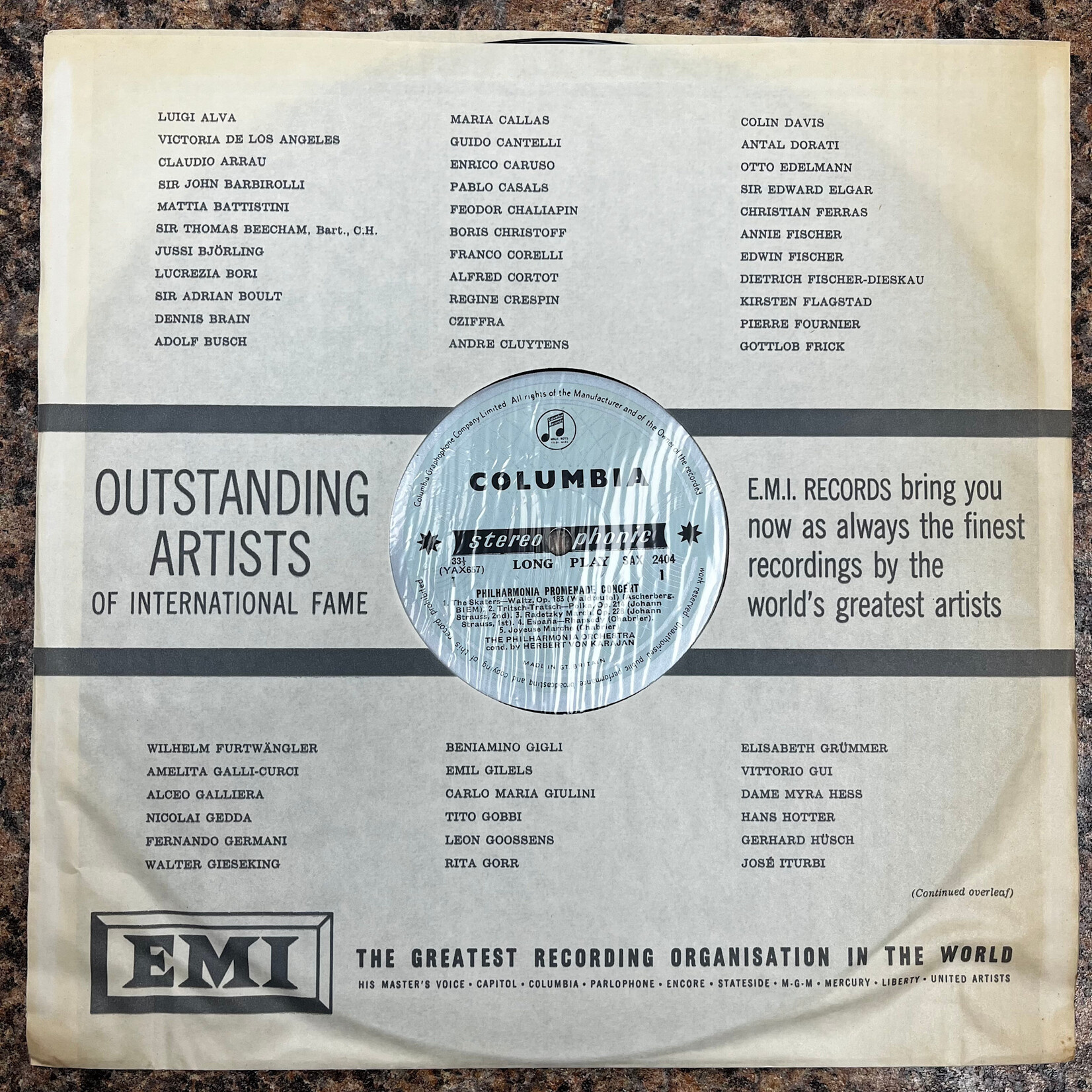 [Kollectible Vinyl] Herbert Von Karajan, Philharmonia Orchestra – Philharmonia Promenade Concert [COLUMBIA]