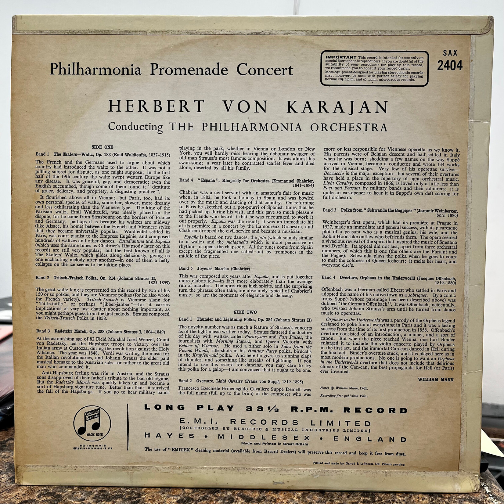 [Kollectible Vinyl] Herbert Von Karajan, Philharmonia Orchestra – Philharmonia Promenade Concert [COLUMBIA]