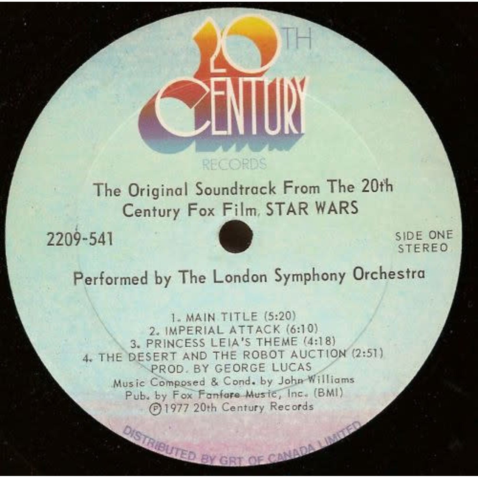 [Kollectible Vinyl] Williams, John & The London Symphony Orchestra: Star Wars (1977, Canada, Original w/ Death Star Poster, Ex) [20th CENTURY]