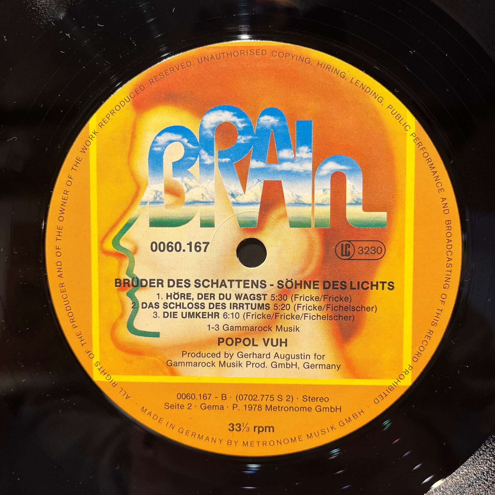 [Kollectible Vinyl] Popol Vuh: Brüder Des Schattens - Söhne Des Lichts (Original Soundtracks Of Werner Herzogs Nosferatu The Vampyre) (1978, Germany, Brain Label, Ex) [BRAIN]