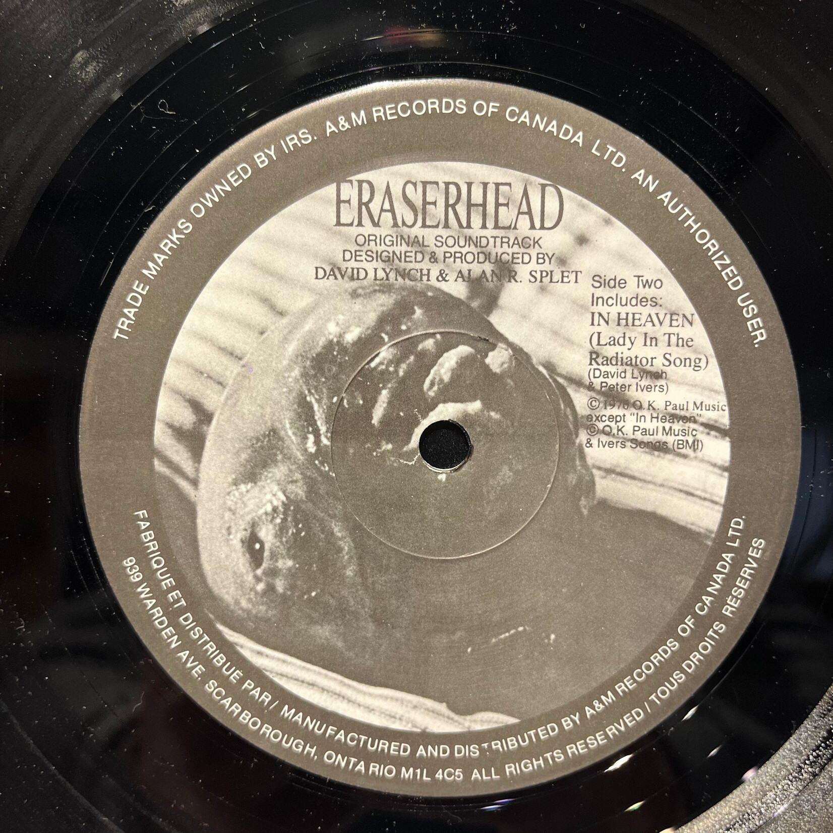 [Kollectible Vinyl] Lynch, David & Alan R. Splet: Eraserhead Original Soundtrack (1982, 1st Issue, w/ Insert, and "The Baby" photo) [I.R.S]