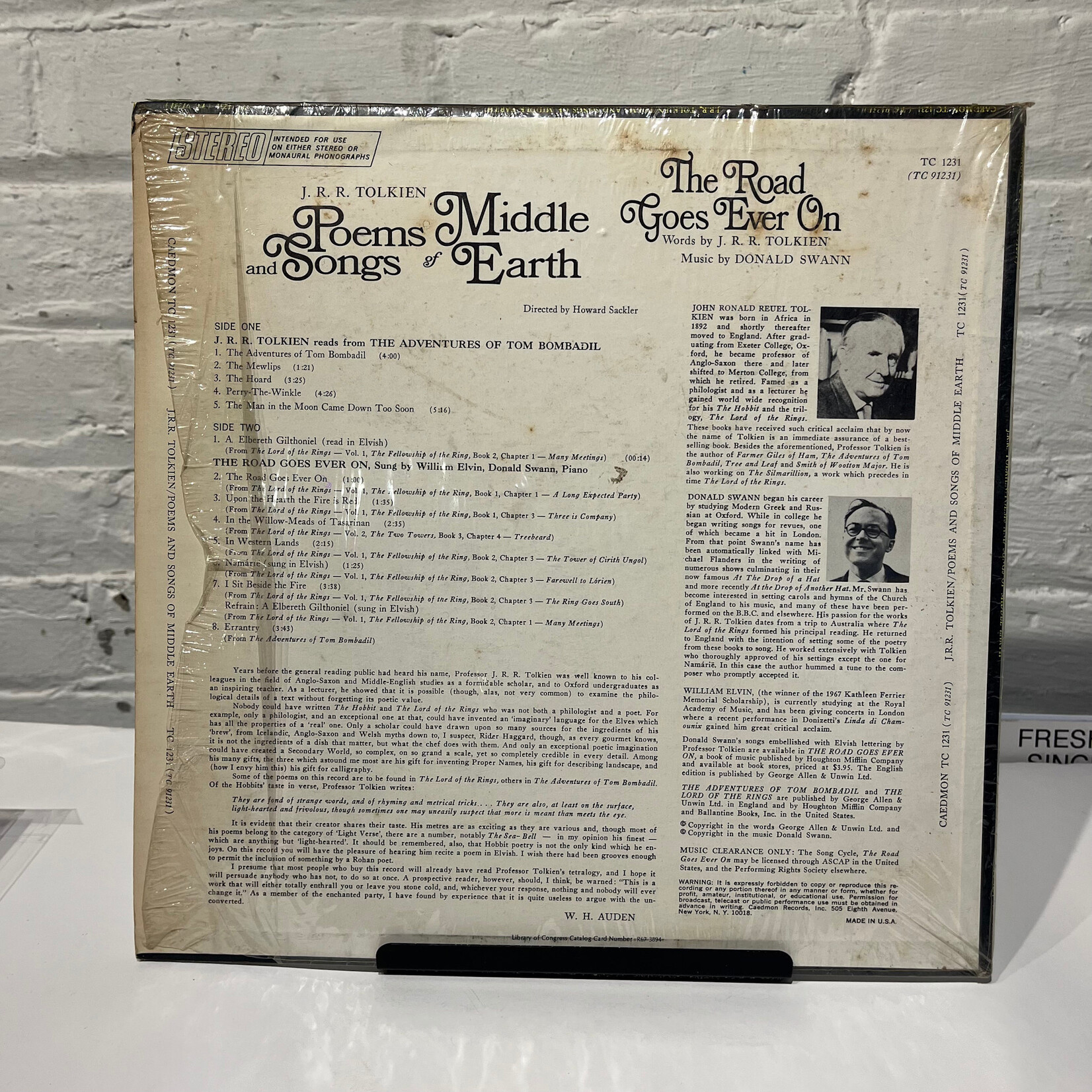 [Kollectible Vinyl] J.R.R. Tolkien: Poems And Songs Of Middle Earth (1967, US, Read by Author, VG+) [CAEDMON]