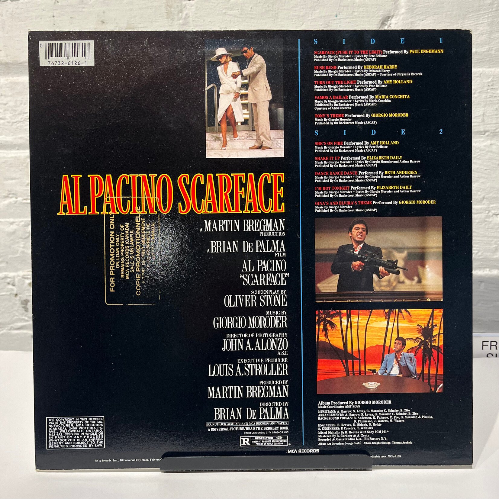 [Kollectible Vinyl] Various: Scarface (Music From The Original Motion Picture Soundtrack) (1985 Press, Promo Stamped, NM) [MCA]