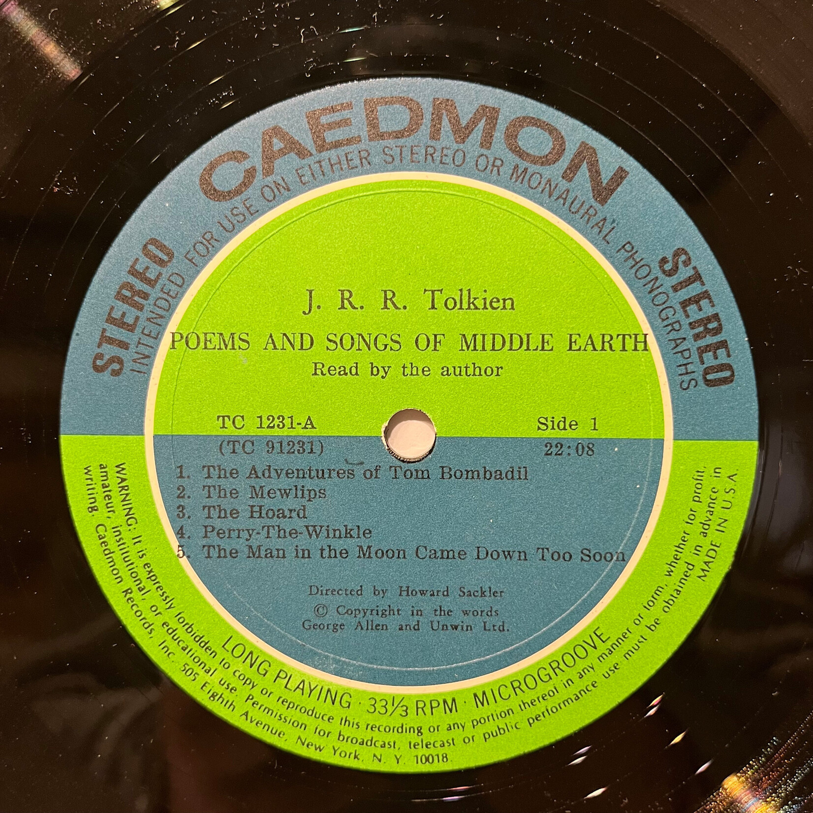 [Kollectible Vinyl] J.R.R. Tolkien: Poems And Songs Of Middle Earth (1967, US, Read by Author, VG++) [CAEDMON]