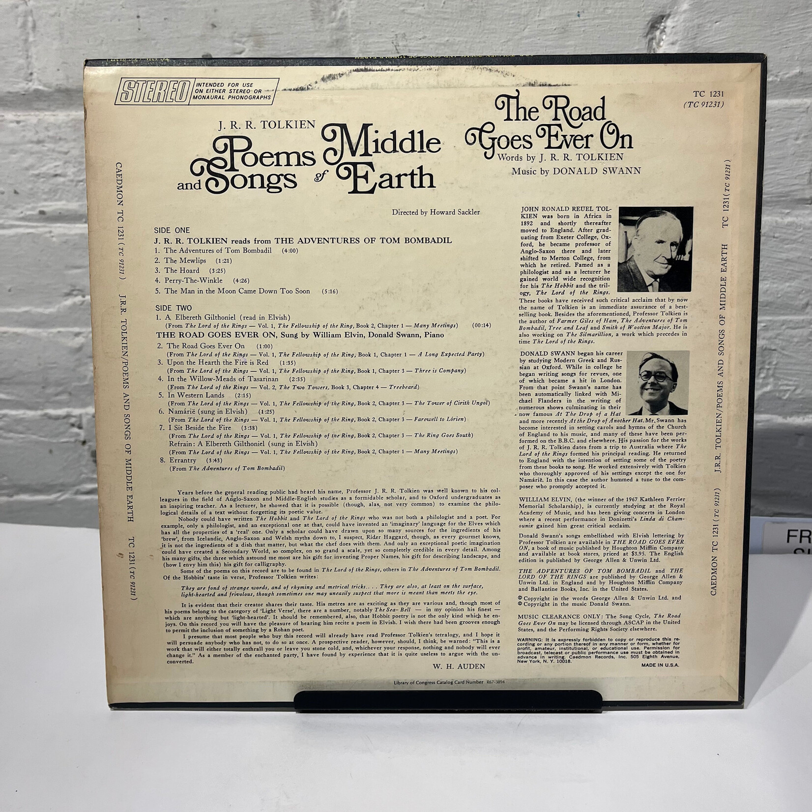 [Kollectible Vinyl] J.R.R. Tolkien: Poems And Songs Of Middle Earth (1967, US, Read by Author, VG++) [CAEDMON]