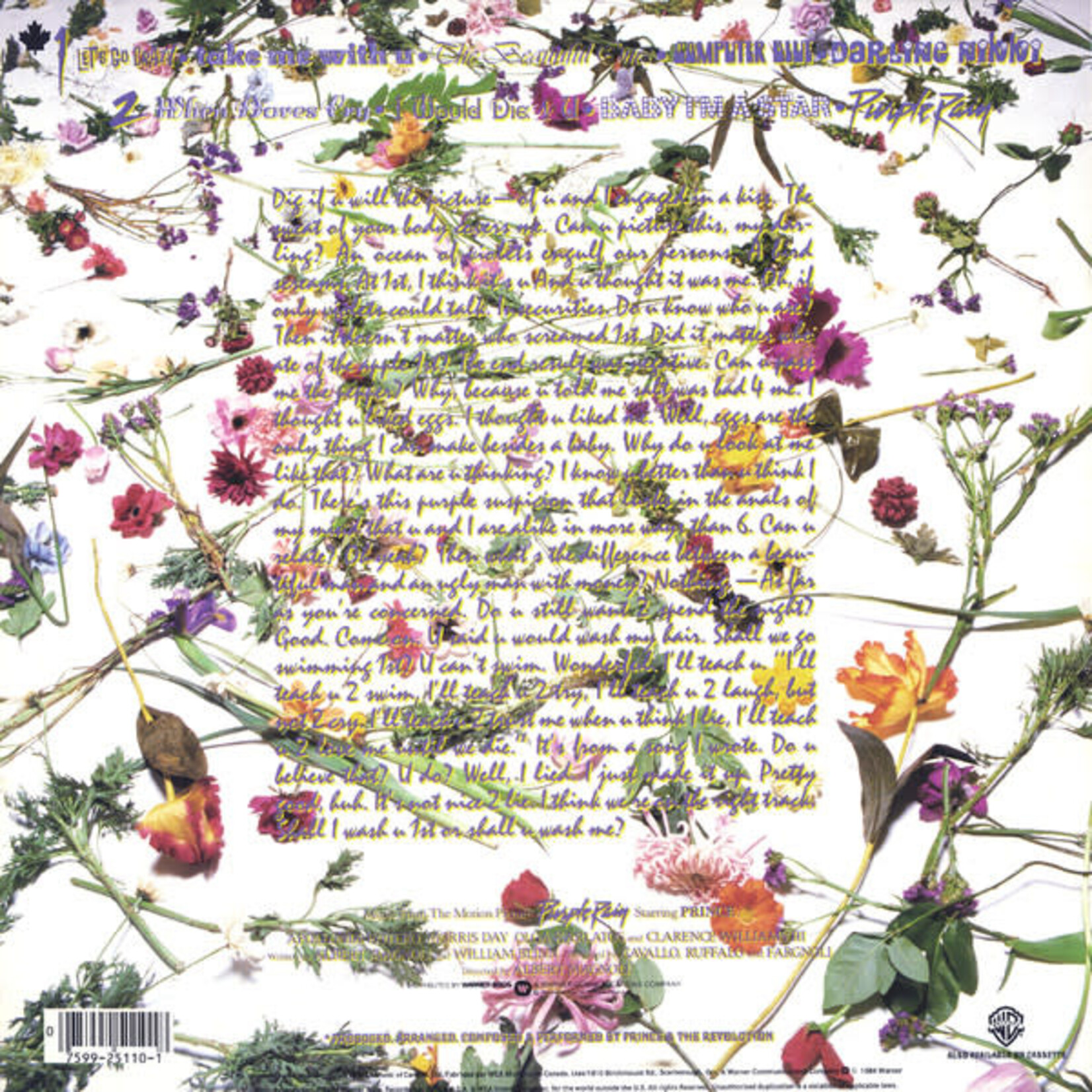 [Kollectible Vinyl] Prince: Purple Rain (1984, Canada, Mislabeled 2 Sides "B", VG+) [WARNER BROTHERS]