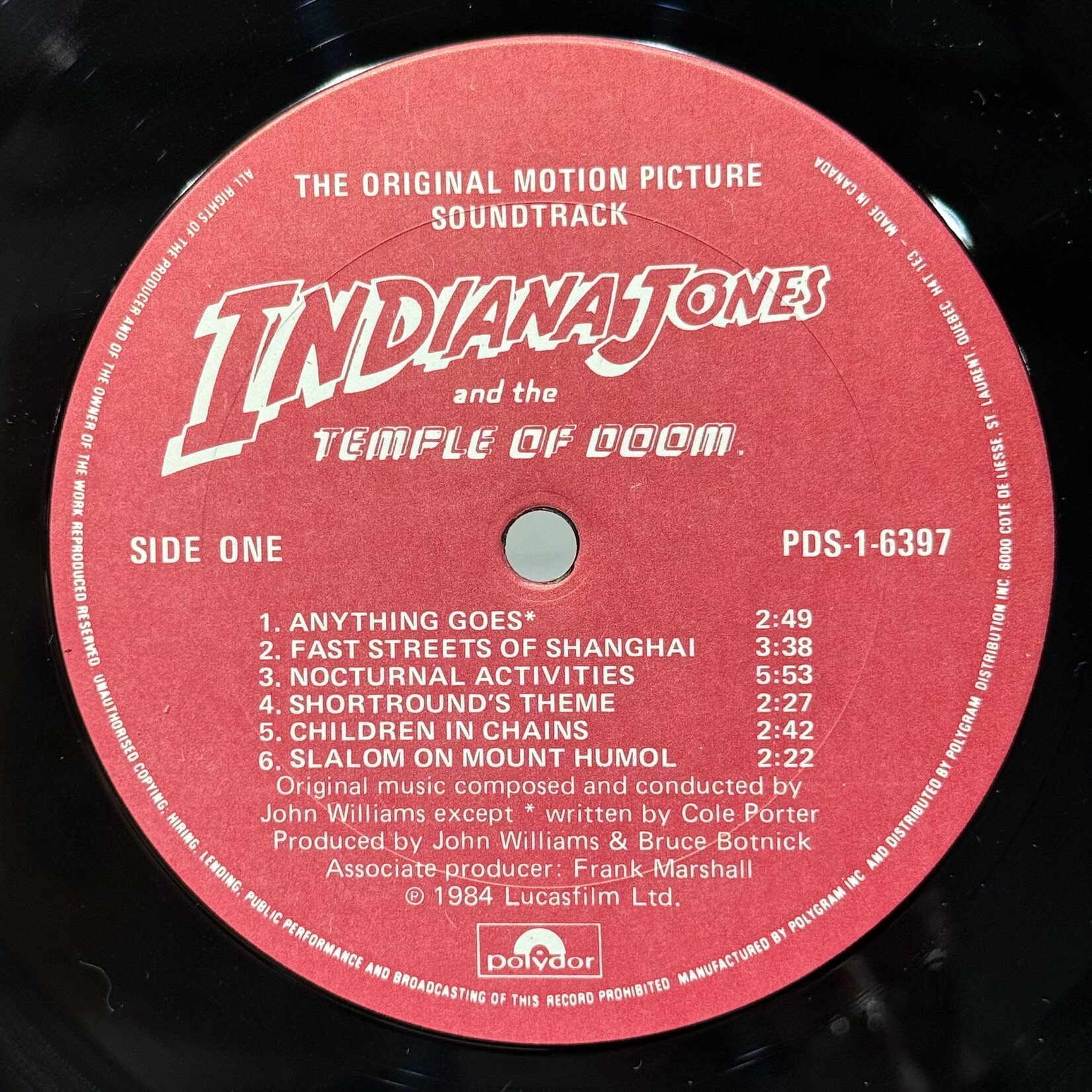 [Kollectible Vinyl] Williams, John: Indiana Jones and the Temple of Doom (1984, Canada, NM) [POLYDOR]