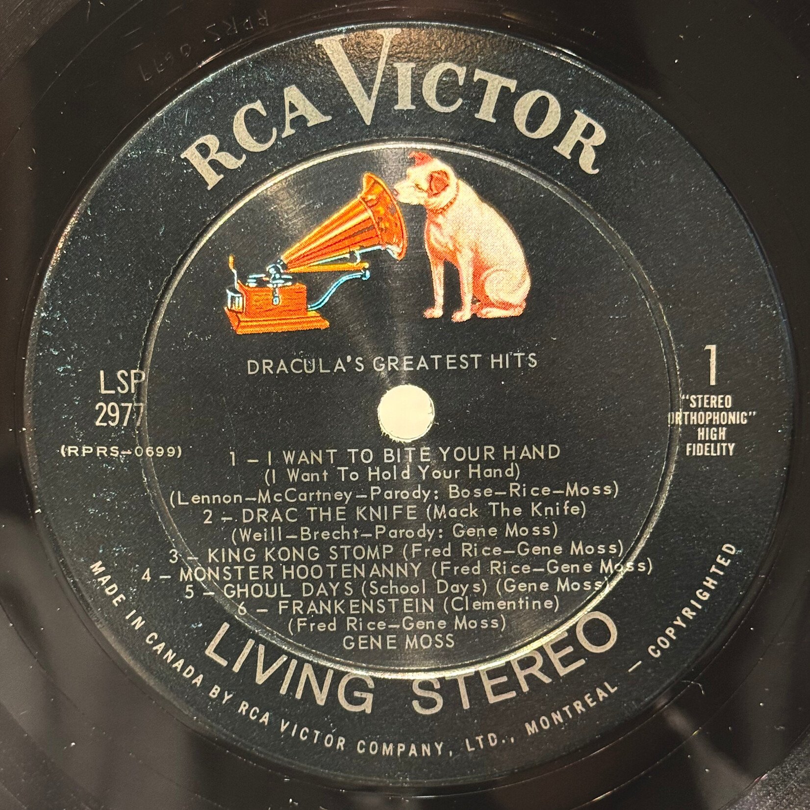 [Kollectible Vinyl] Moss, Gene: Dracula's Greatest Hits (1964, Canada, VG+) [RCA]