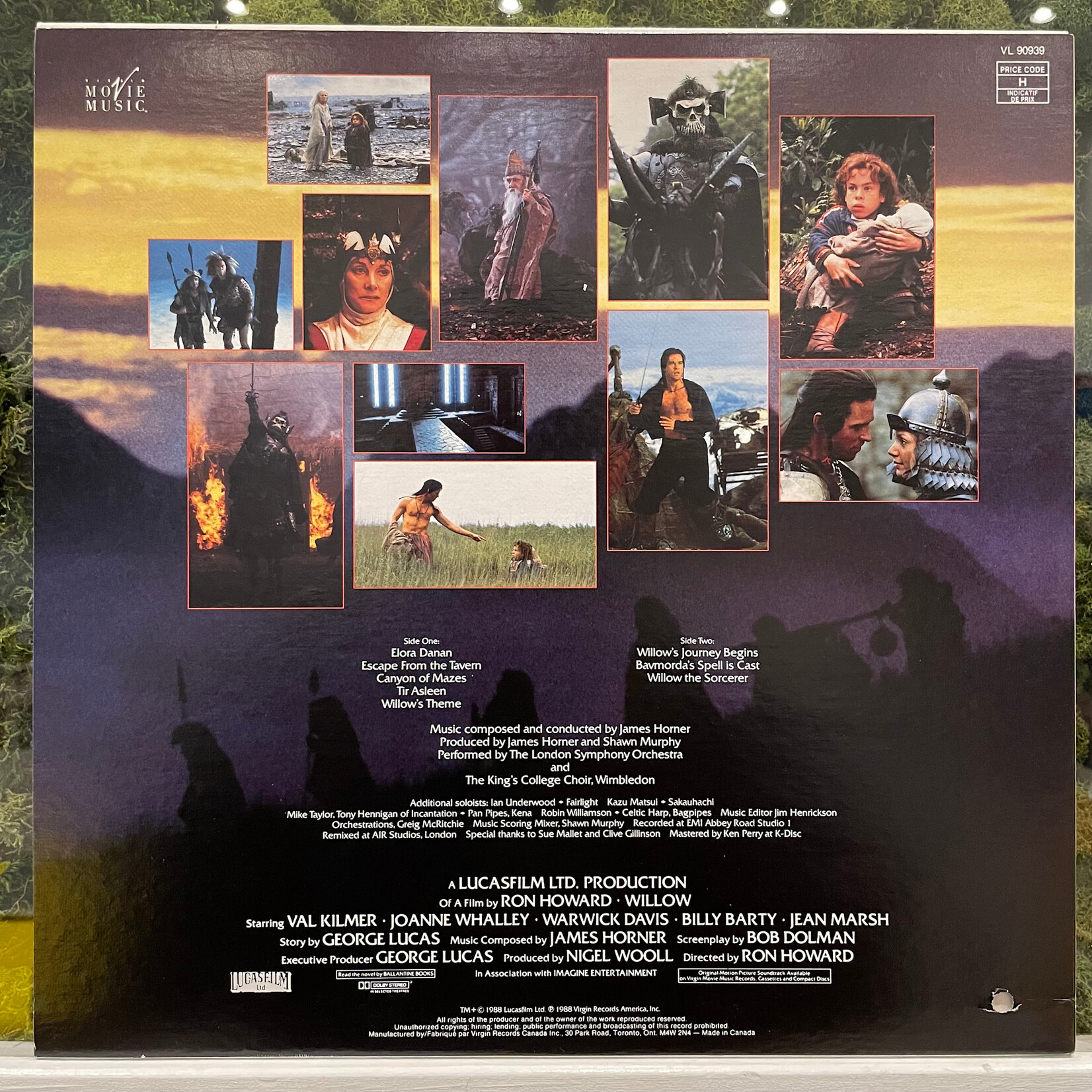 [Kollectible Vinyl] Horner, James: Willow (Original Motion Picture Soundtrack) (1988, Canada, VG+) [VIRGIN]