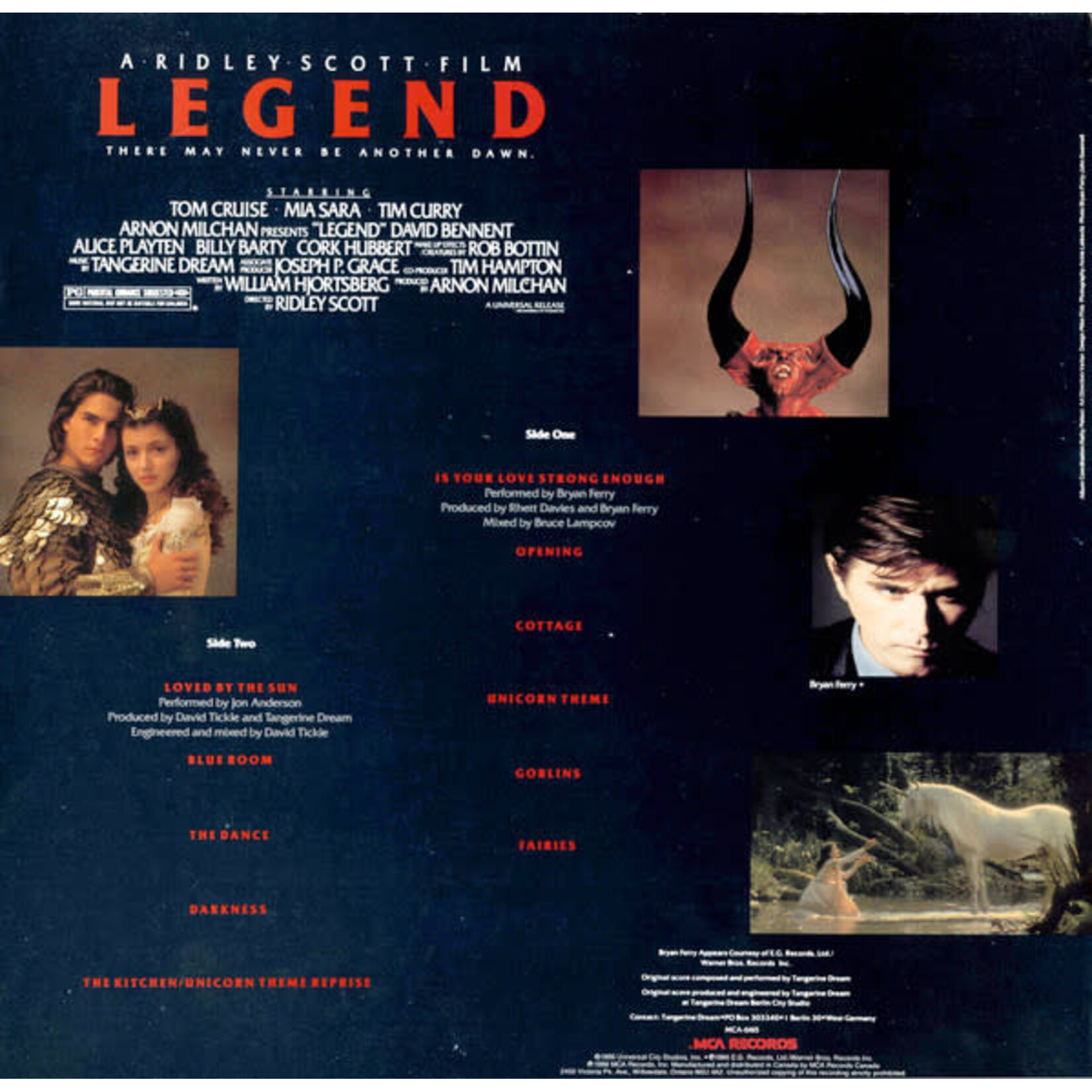 [Kollectible Vinyl] Tangerine Dream: Legend (Music From The Motion Picture Soundtrack) (1986, Original, NM)[MCA}