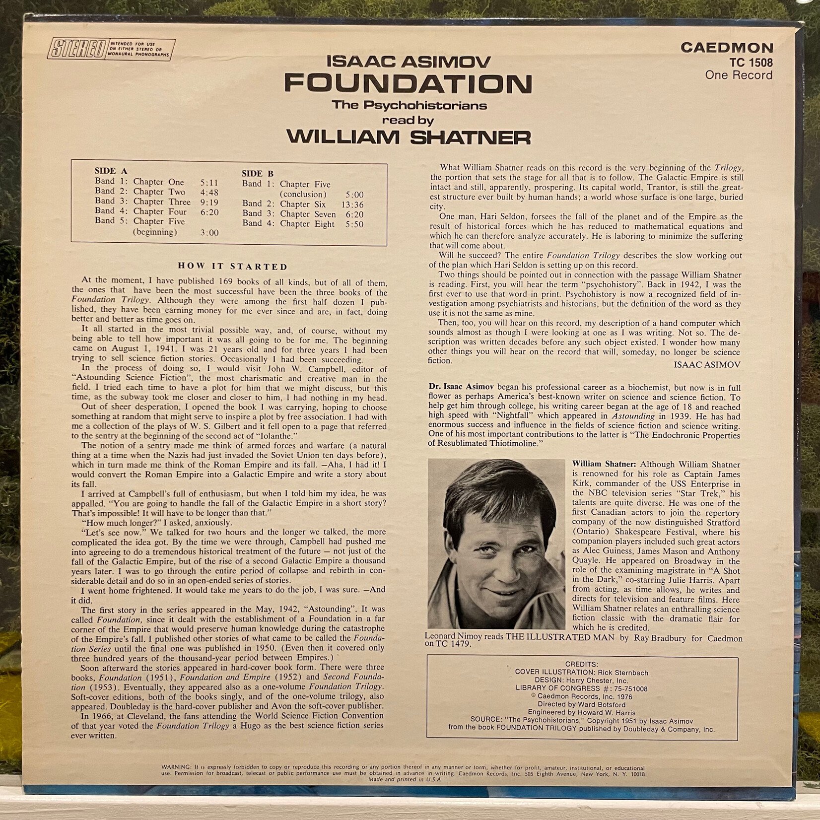 [Kollectible Vinyl] Asimov, Isaac: Foundation: The Psychohistorians - Read by William Shatner (1976, US, VG++/EX)