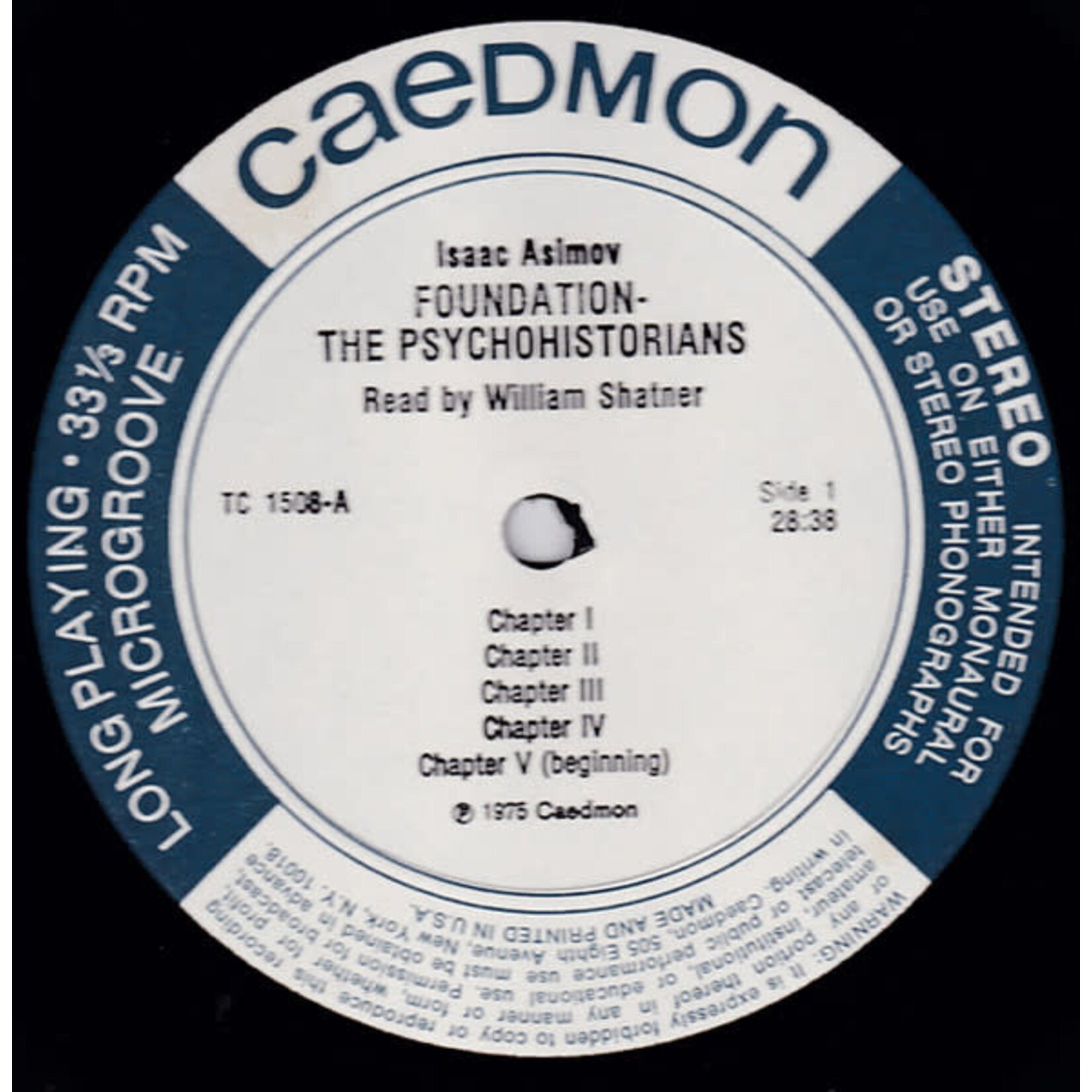 [Kollectible Vinyl] Asimov, Isaac: Foundation: The Psychohistorians - Read by William Shatner (1976, US, VG++/EX)