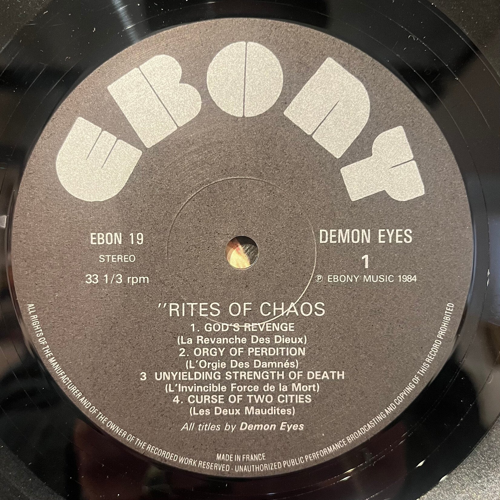 [Kollectible Vinyl] Demon Eyes: Rites Of Chaos (1984, UK, VG+) [EBONY]
