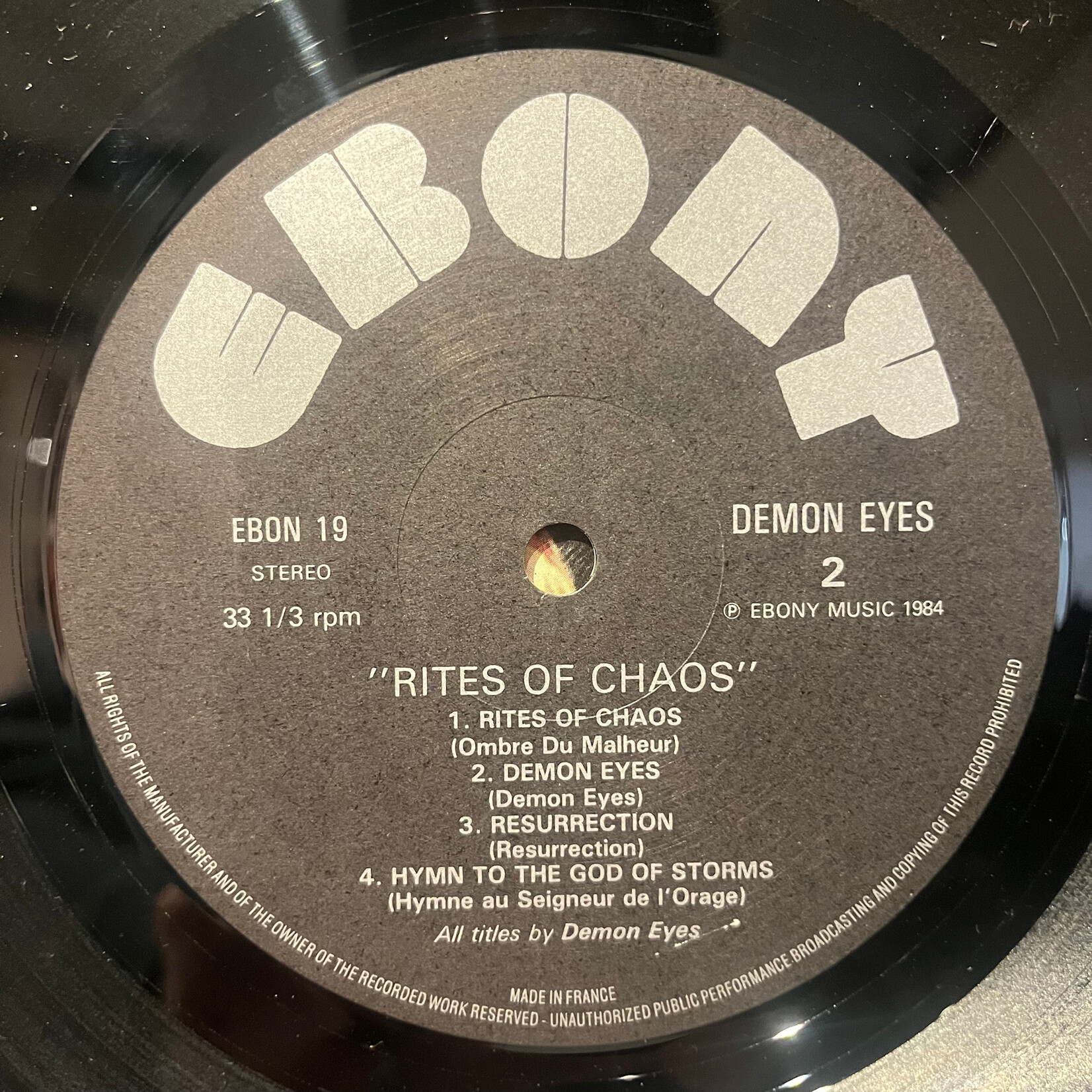 [Kollectible Vinyl] Demon Eyes: Rites Of Chaos (1984, UK, VG+) [EBONY]