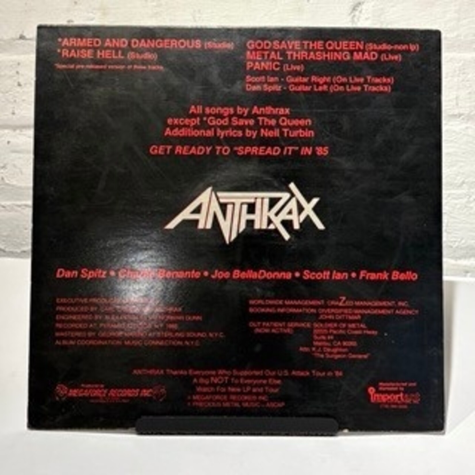 [Kollectible Vinyl] Anthrax: Armed And Dangerous (1985, USA, 12" Ep, Metal, VG+) [MEGAFORCE]