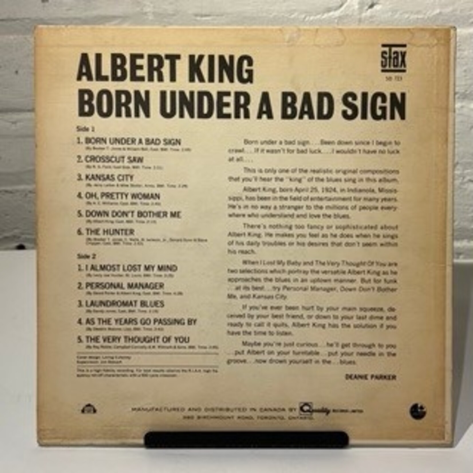 [Kollectible Vinyl] King, Albert: Born Under A Bad Sign (1967, Canada, Blue Label Stax Stereo, VG) [STAX]