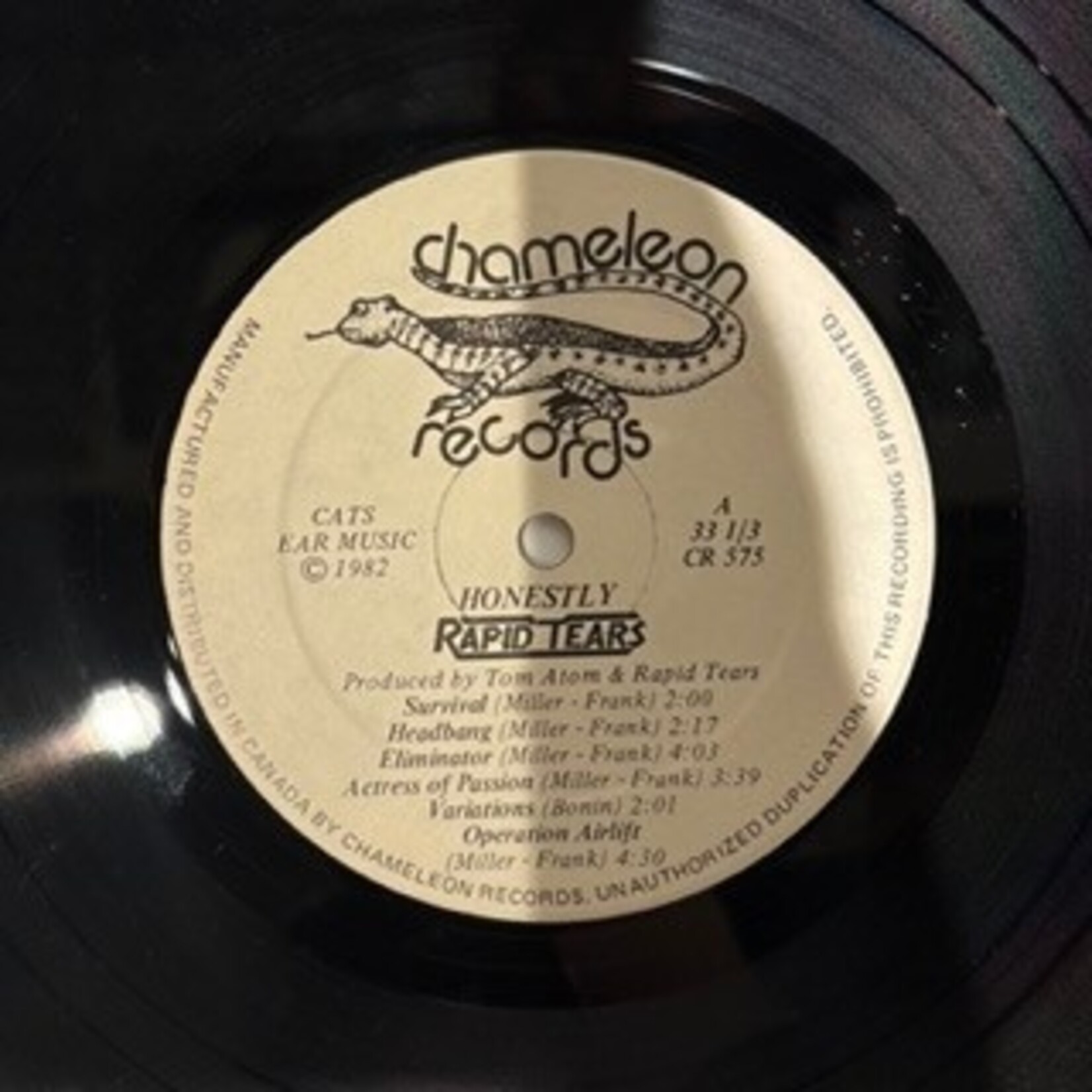 [Kollectible Vinyl] Rapid Tears – Honestly (1982, Canada, Metal, VG+) [CHAMELEON]