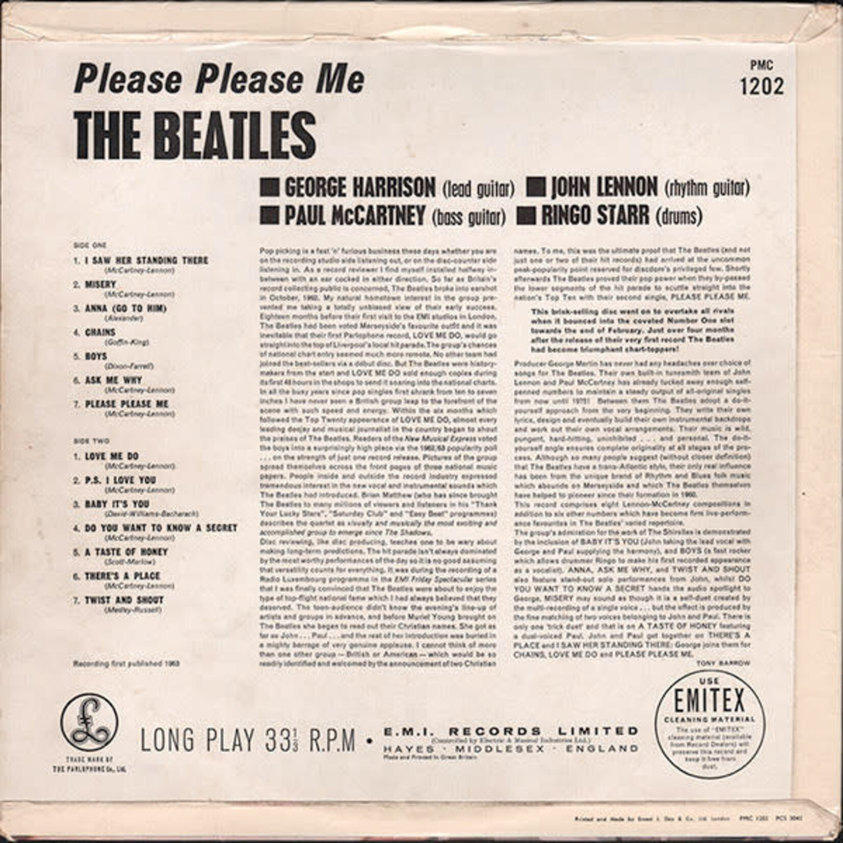 [Kollectible Vinyl] Beatles: Please Please Me (1963, UK, 4TH PRESS, W/ OG /INNER,G+) [PARLOPHONE]