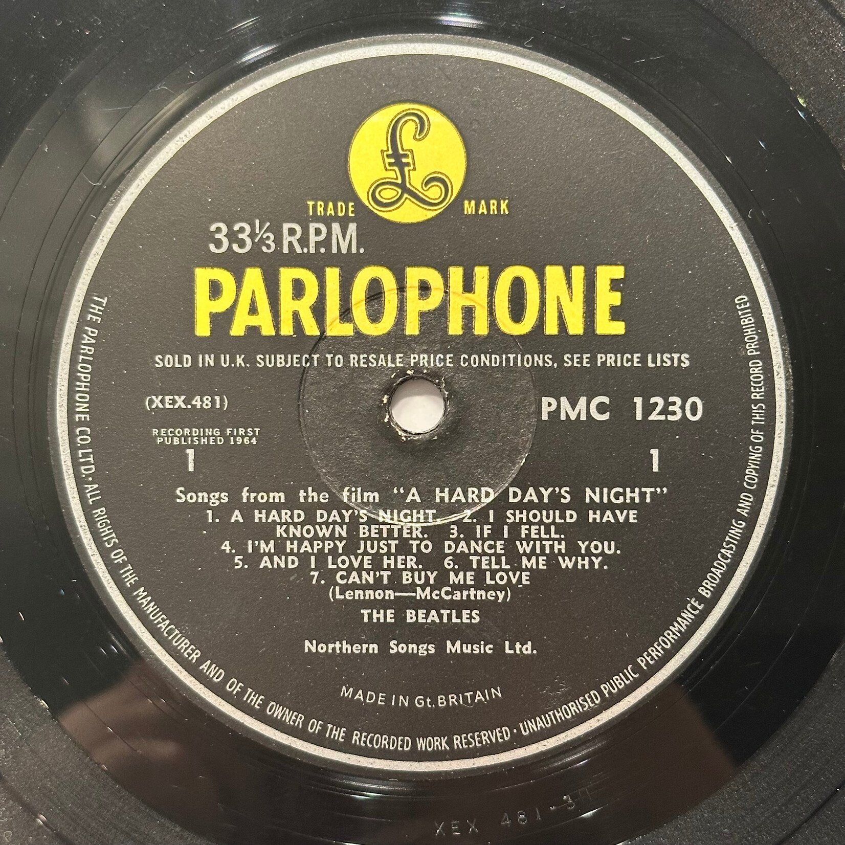 [Kollectible Vinyl] Beatles: A Hard Day's Night (1964, UK, Mono, "MT" Tax Stamp, VG+) [PARLOPHONE]