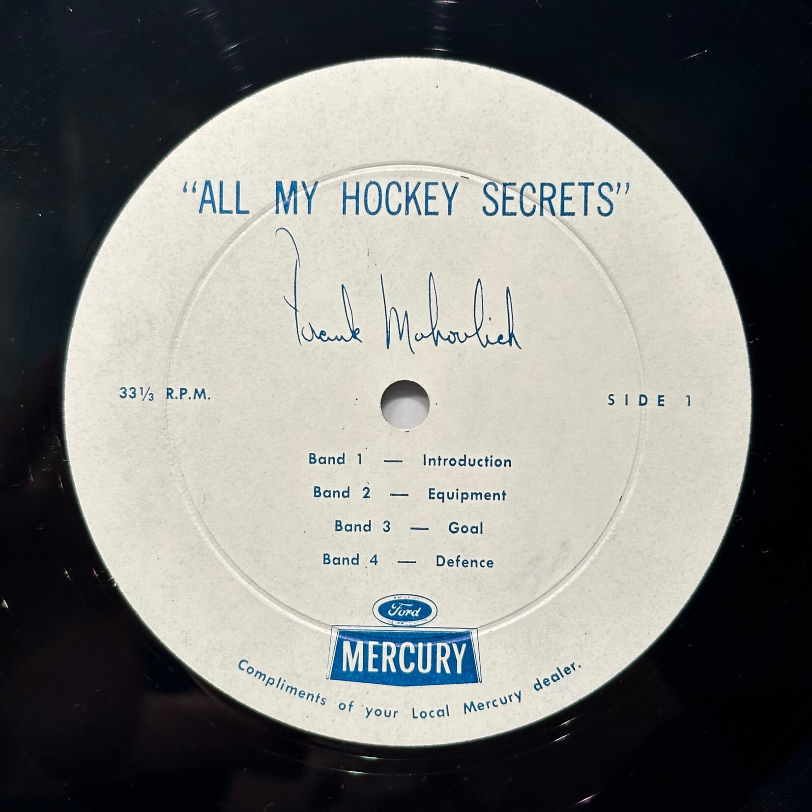 [Kollectible Vinyl] Mahovlich, Frank: All My Hockey Secrets (Go Leafs Go!, VG+) [FORD MERCURY]