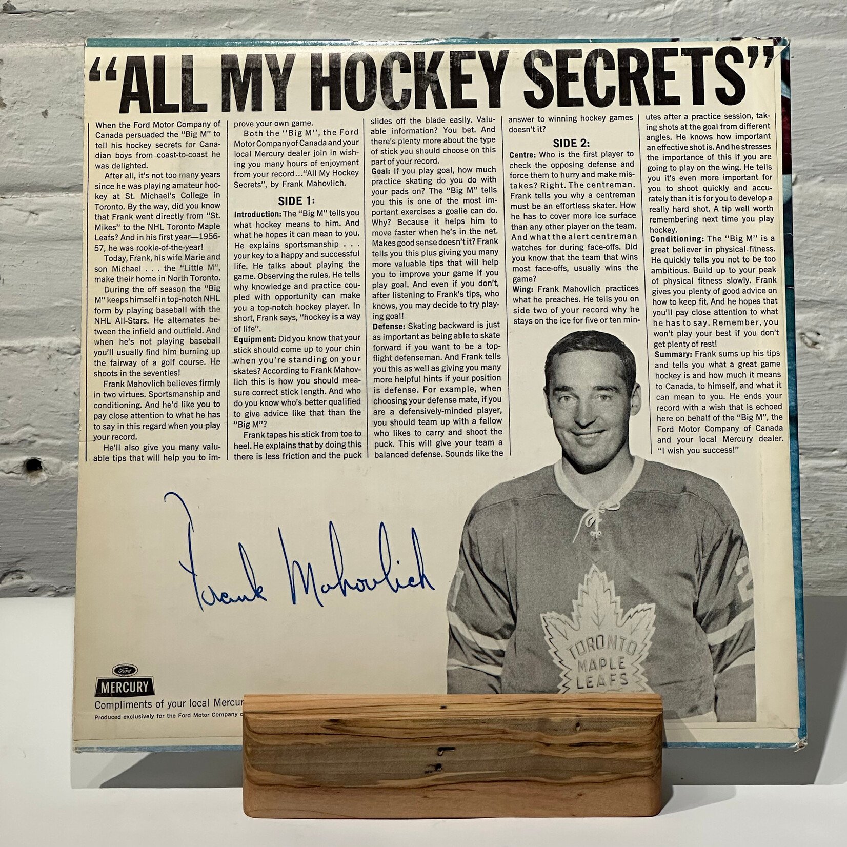[Kollectible Vinyl] Mahovlich, Frank: All My Hockey Secrets (Go Leafs Go!, VG+) [FORD MERCURY]