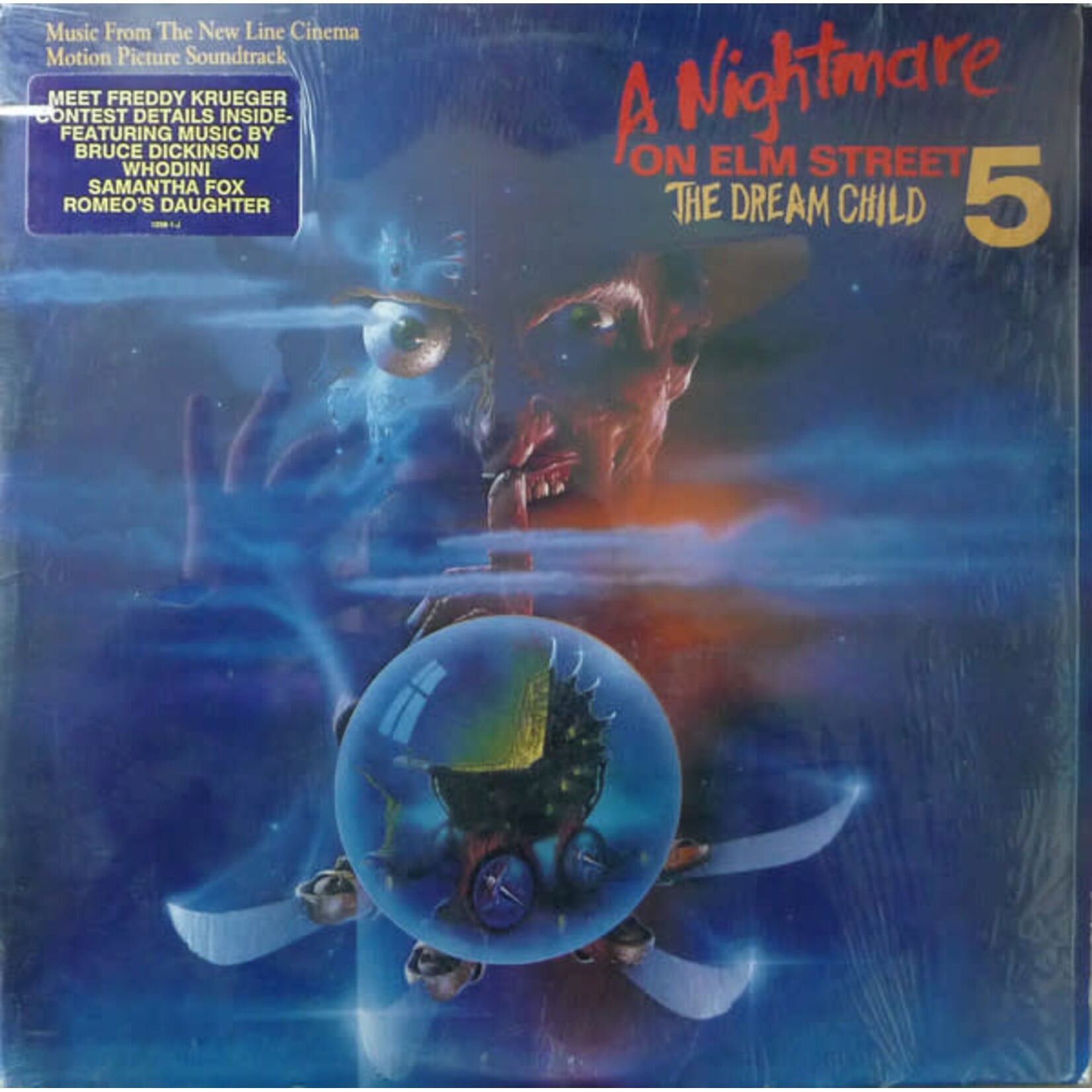 [Kollectible Vinyl] V/A: A Nightmare On Elm Street 5: The Dream Child (Music From The New Line Cinema Motion Picture Soundtrack) (1989, US, In Shrink W/ Hype Sticker, NM) [JIVE]