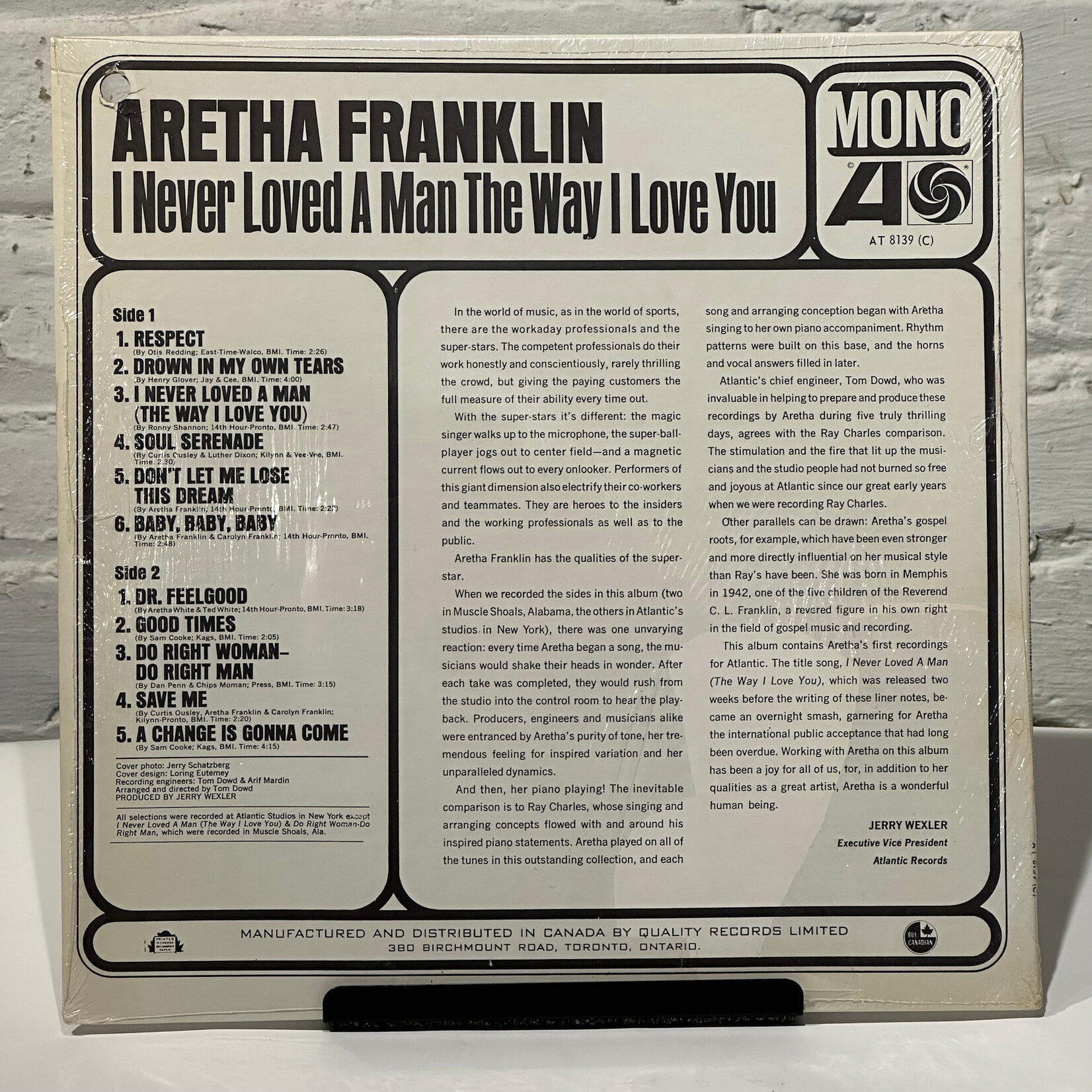 [Kollectible Vinyl] Franklin, Aretha: I Never Loved A Man The Way I Love You (1967, CA, IN SHRINK, EX) [ATLANTIC]
