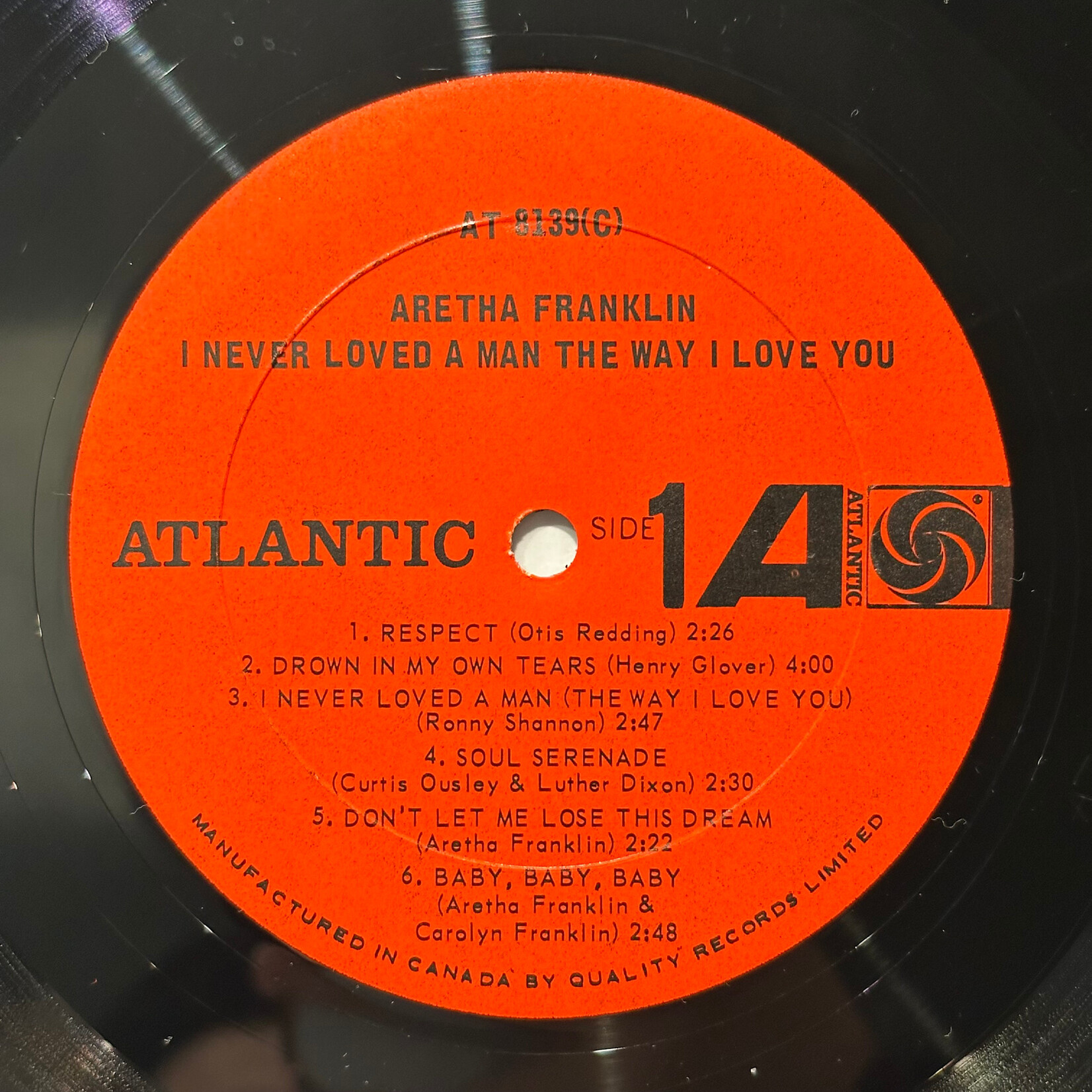 [Kollectible Vinyl] Franklin, Aretha: I Never Loved A Man The Way I Love You (1967, CA, IN SHRINK, EX) [ATLANTIC]