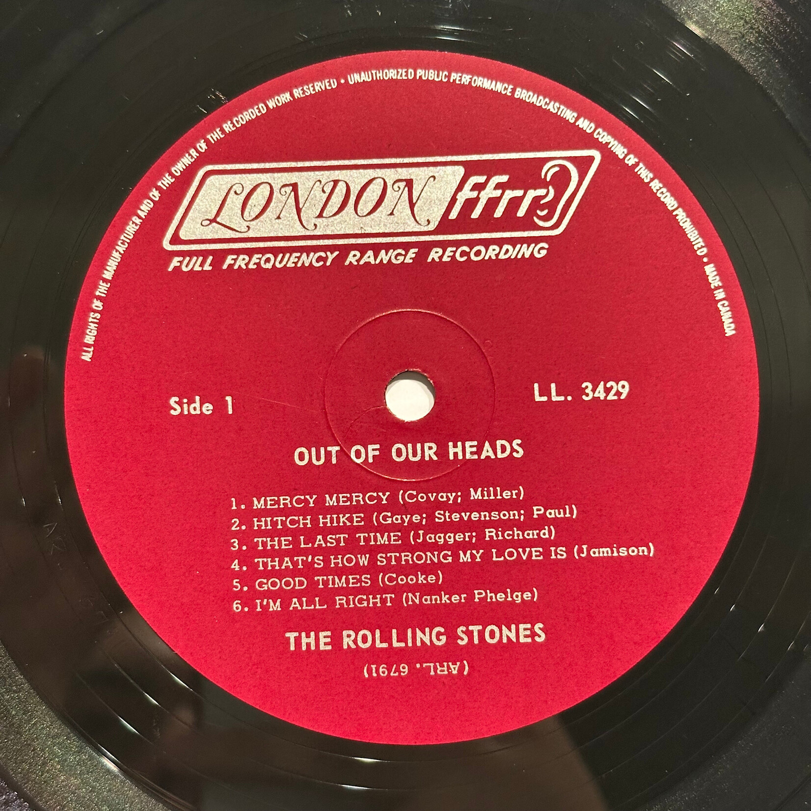 [Kollectible Vinyl] The Rolling Stones: Out Of Our Heads (1965, Canada, Mono, In Shrink, EX) [LONDON]