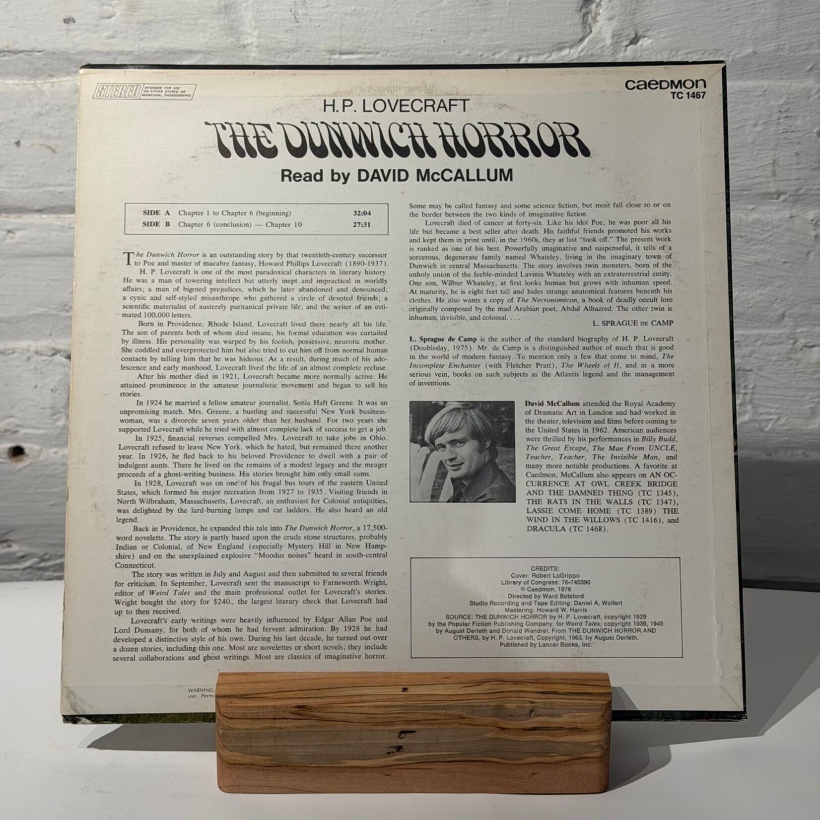 [Kollectible Vinyl] H.P. Lovecraft: The Dunwich Horror (Read by David McCallum) (1976, USA, VG+) [CAEDMON]