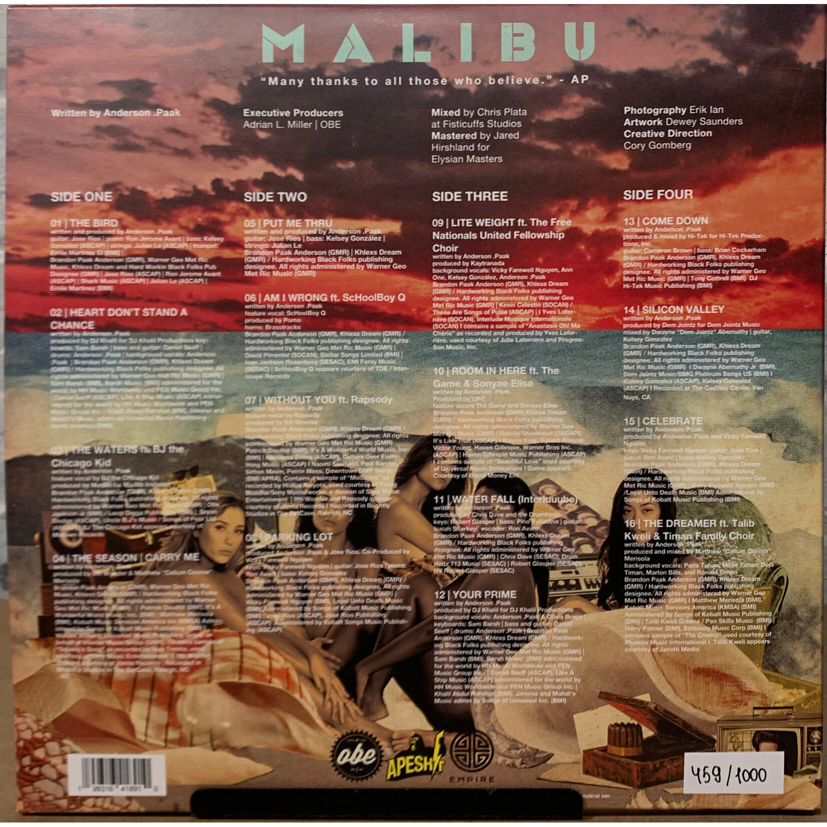 [Kollectible Vinyl] Anderson .Paak: Malibu (Water and Sand & Sand Filled, Limited Ed., #'d., 2LP, VG+) [OBE]