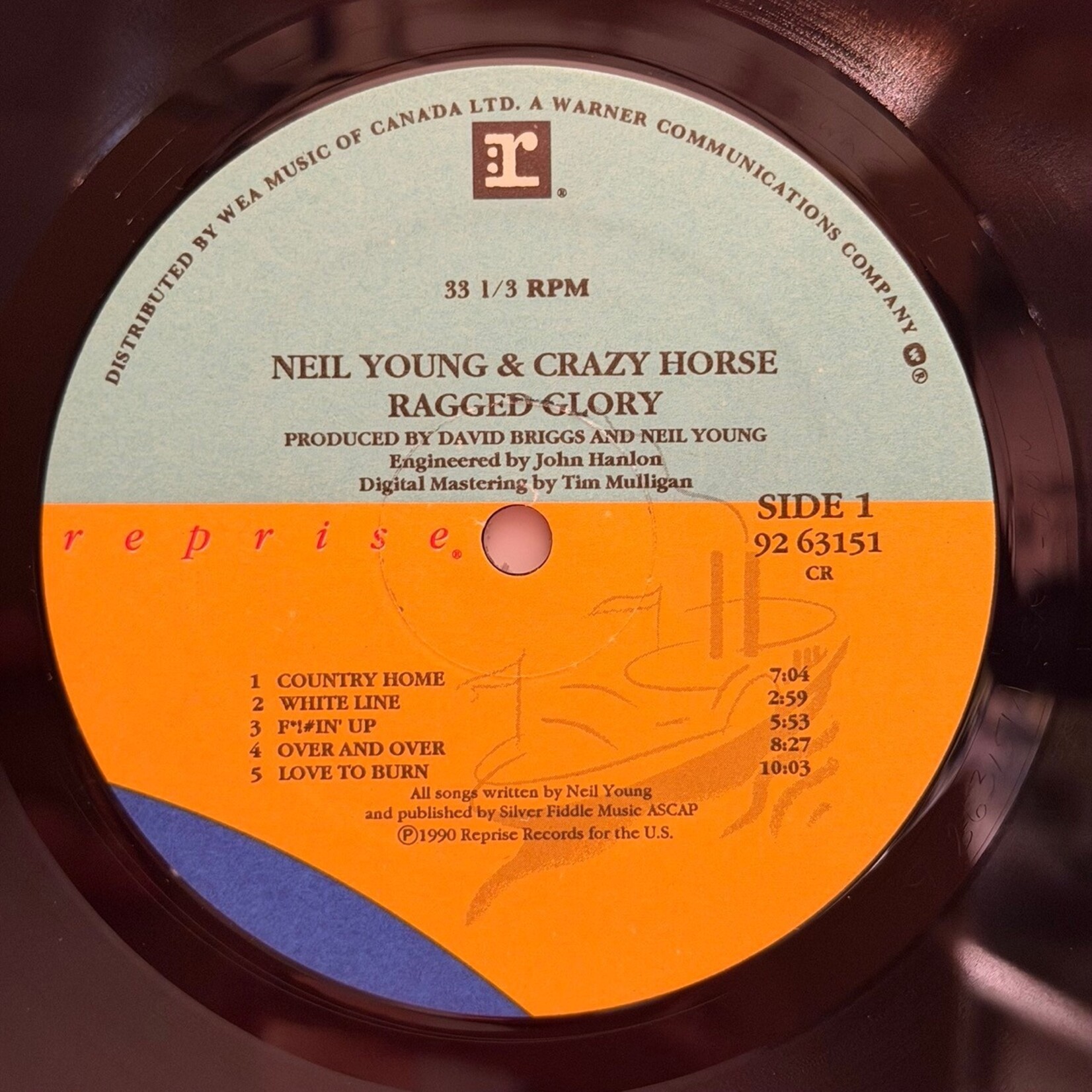 [Nick's Disk Pics] Young, Neil & Crazy Horse: Ragged Glory (1990, CANADA, w/OIS, Ex) [REPRISE]
