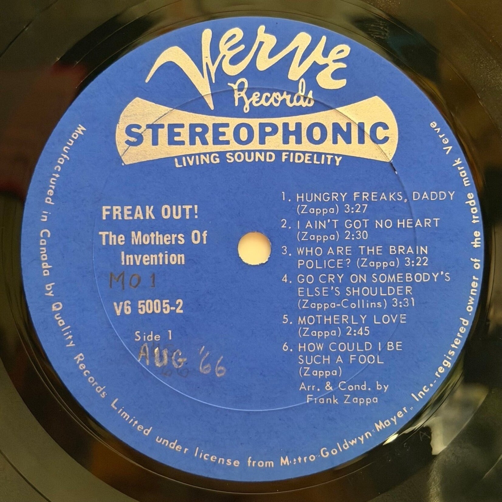 [Nick's Disk Pics] Zappa, Frank & The Mothers Of Invention: Freak Out (1966, CANADA, Hot Spot Ad, VG+) [VERVE]