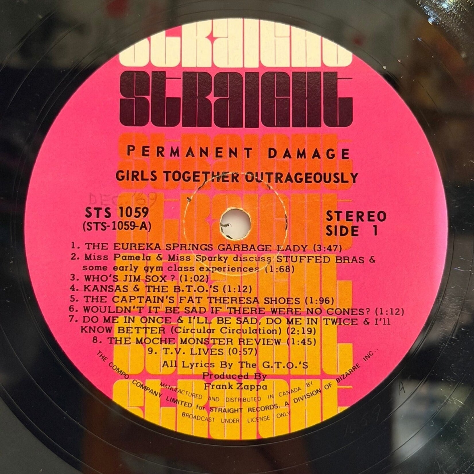 [Nick's Disk Pics] Girls Together Outrageously (GTO's): Permanent Damage (1969, CANADA, Zappa Production of Groupies, VG+) [STRAIGHT]