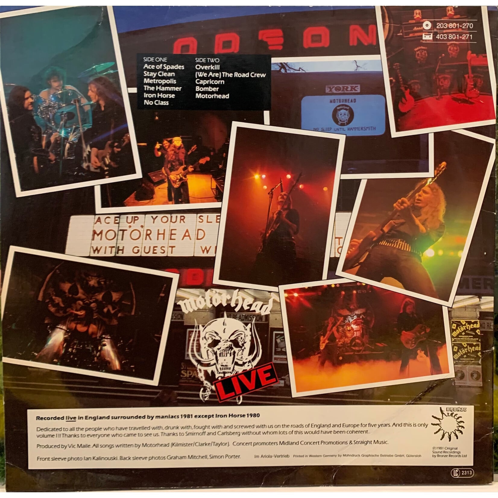 [Kollectible Vinyl] Motörhead: No sleep 'til Hammersmith (1981, UK, Disc EX) [BRONZE]