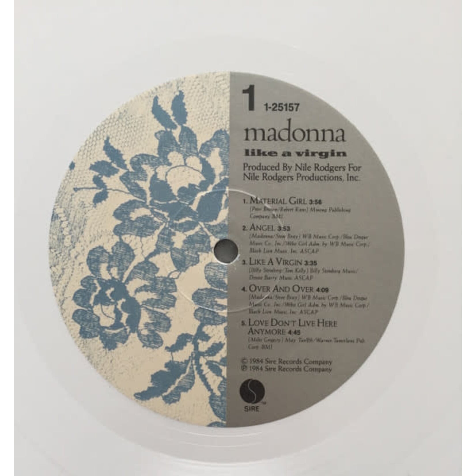 [Kollectible Vinyl] Madonna: Like A Virgin (1984, USA, Promo, White Vinyl, Disc EX) [SIRE]