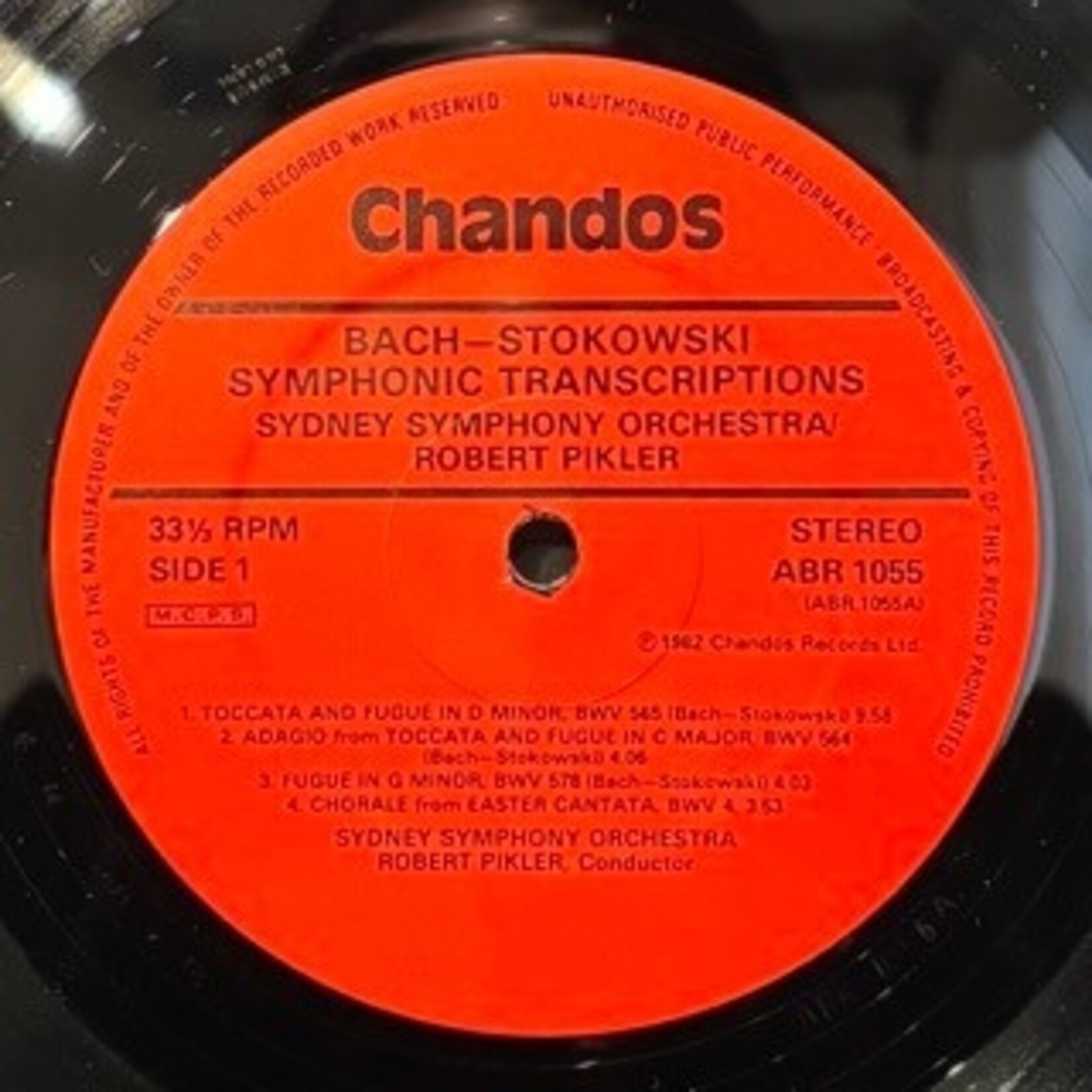 [Kollectible Vinyl] Bach, Stokowski, Sydney Symphony Orchestra, Robert Pikler : Symphonic Transcriptions (1982, UK, Audiophile Classical, Disc EX) [CHANDOS]