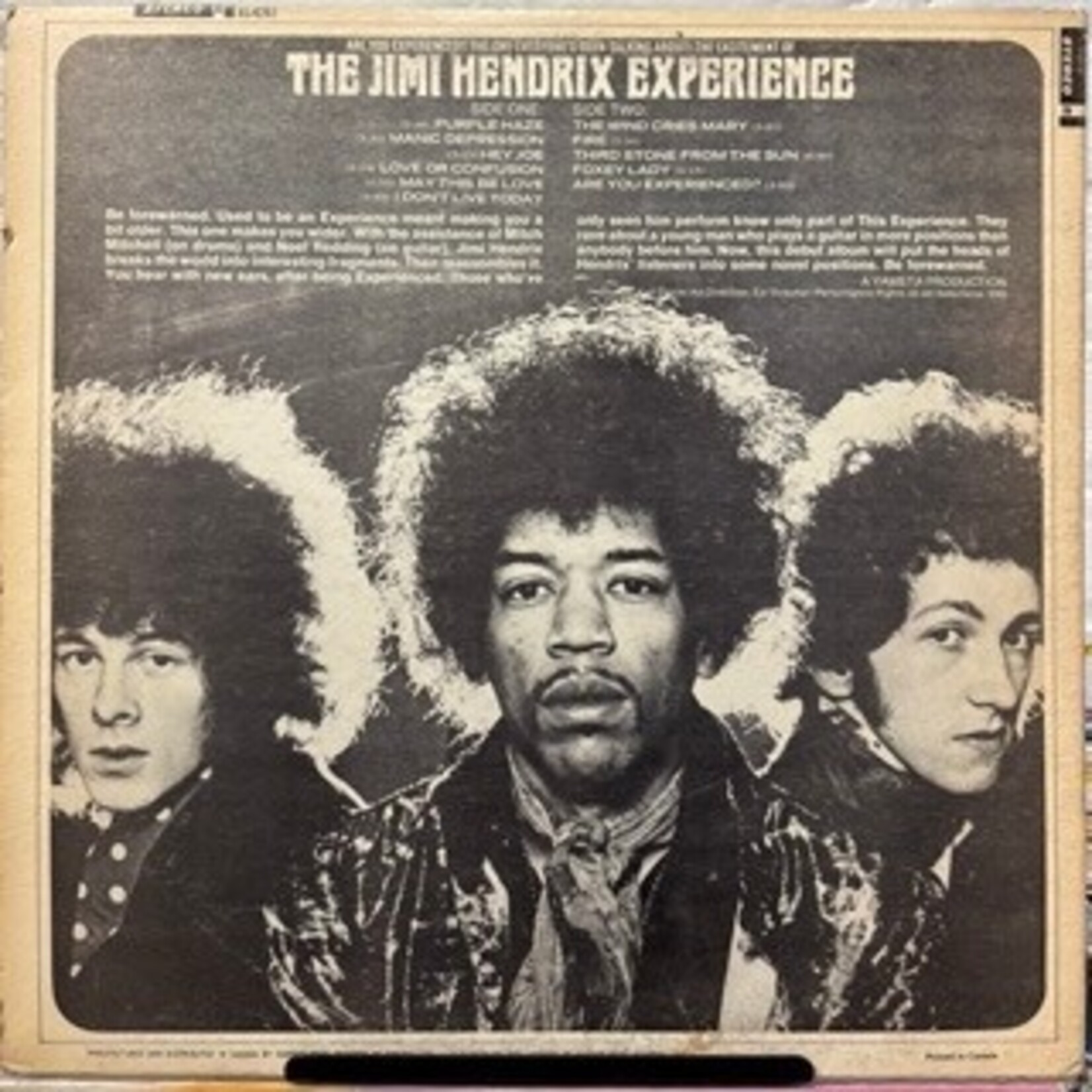 [Kollectible Vinyl] The Jimi Hendrix Experience: Are You Experienced (1967, Canada, Black Reprise, G+) [REPRISE]